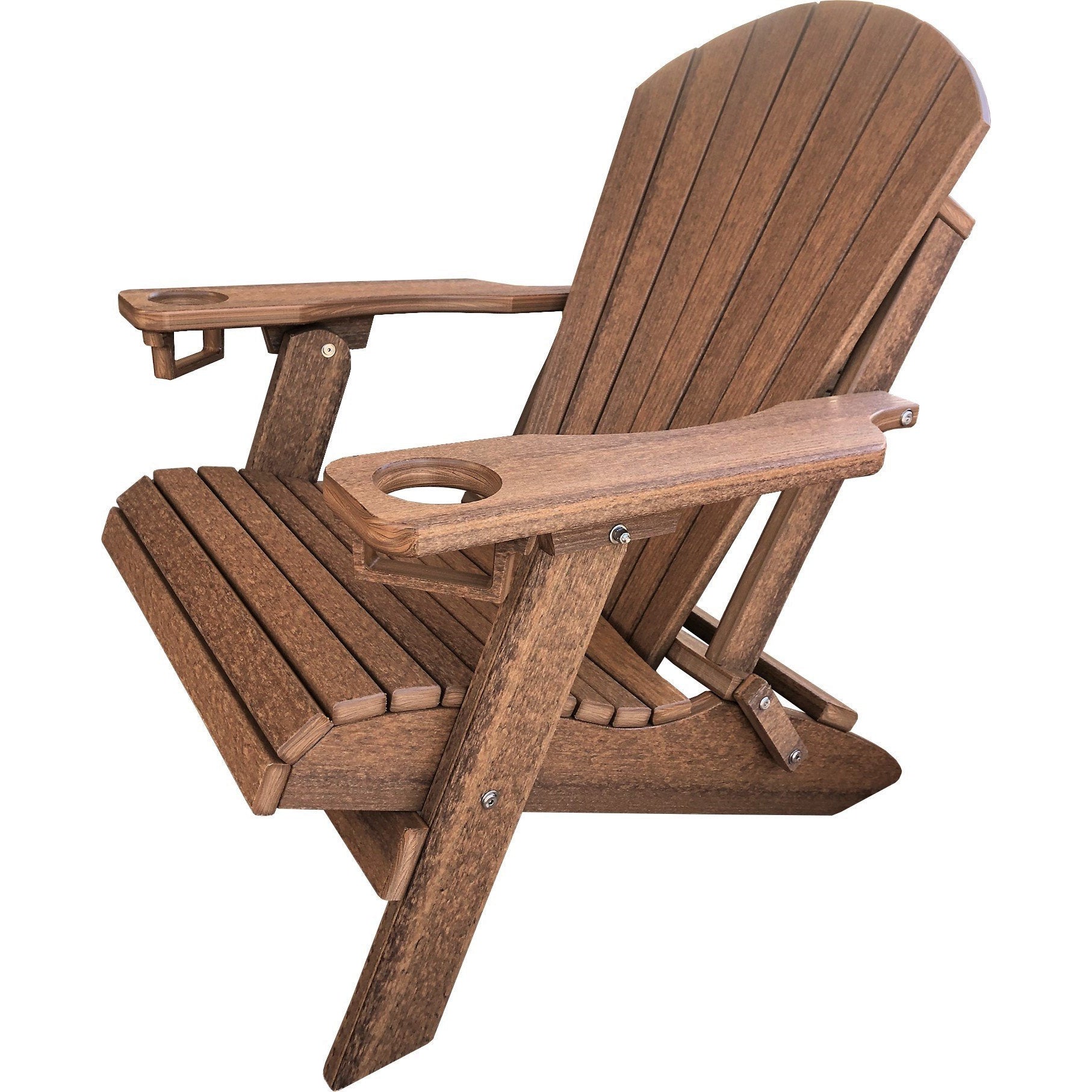 DURAWEATHER POLY® Set of 4 Folding Adirondack Chairs With Built-in Cup Holders King Size