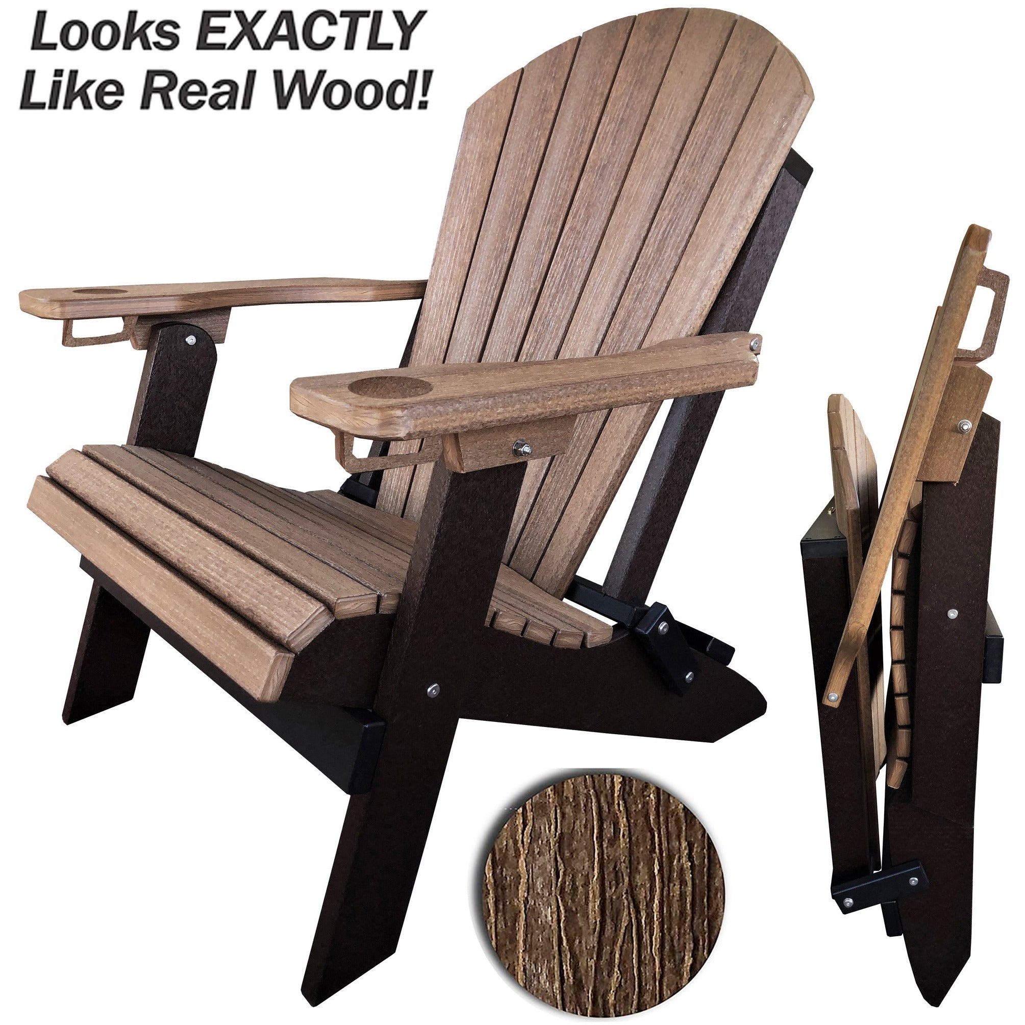 Set of 6 Signature Series Folding Adirondack Chairs With Built In Cup Holders King Size