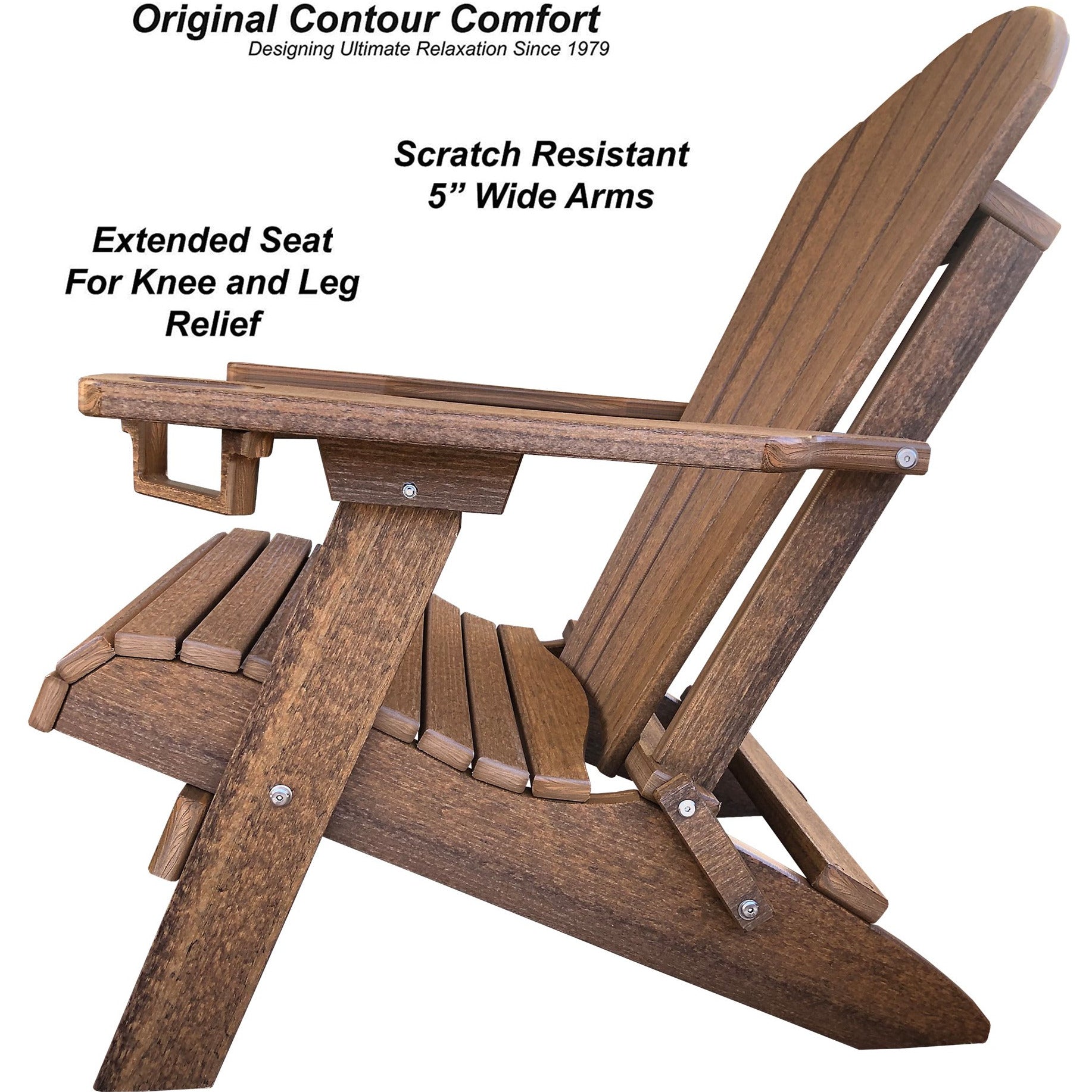 Set of 2 - Unwind Edition King Size Folding Adirondack Chairs With Built In Cupholders + 1 Folding End Table With Removable Tray