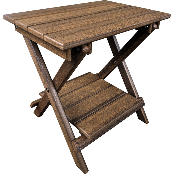 polywood folding end table with removable serving tray in antique mahogany