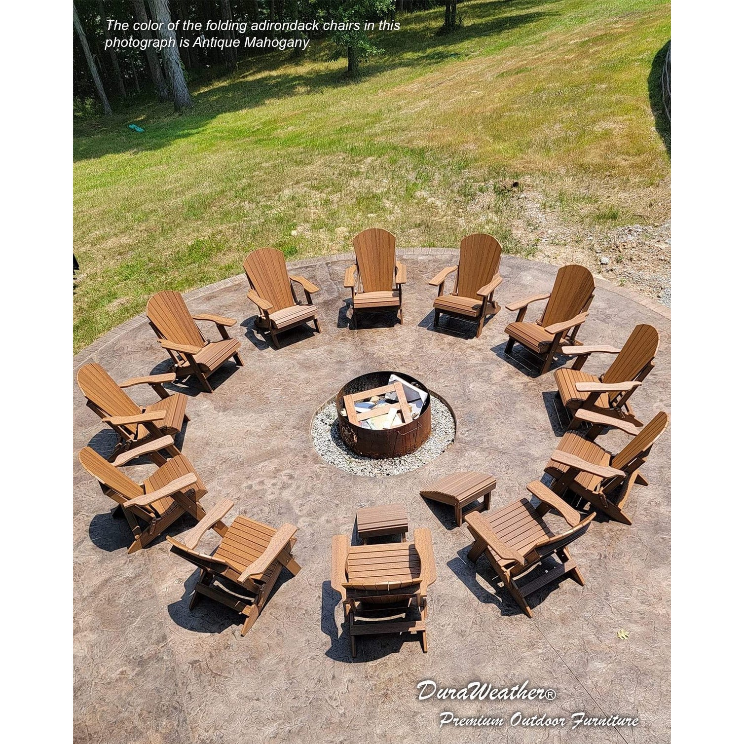 Set of 2 Folding Adirondack Chairs King Size + 1 Folding Side Table With Removable Tray