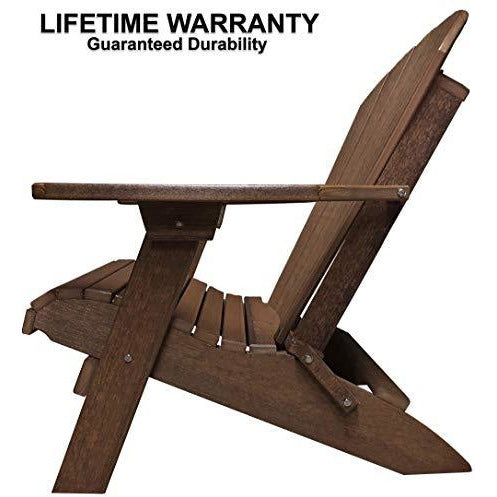 Set of 2 Folding Adirondack Chairs King Size + 1 Folding Side Table With Removable Tray