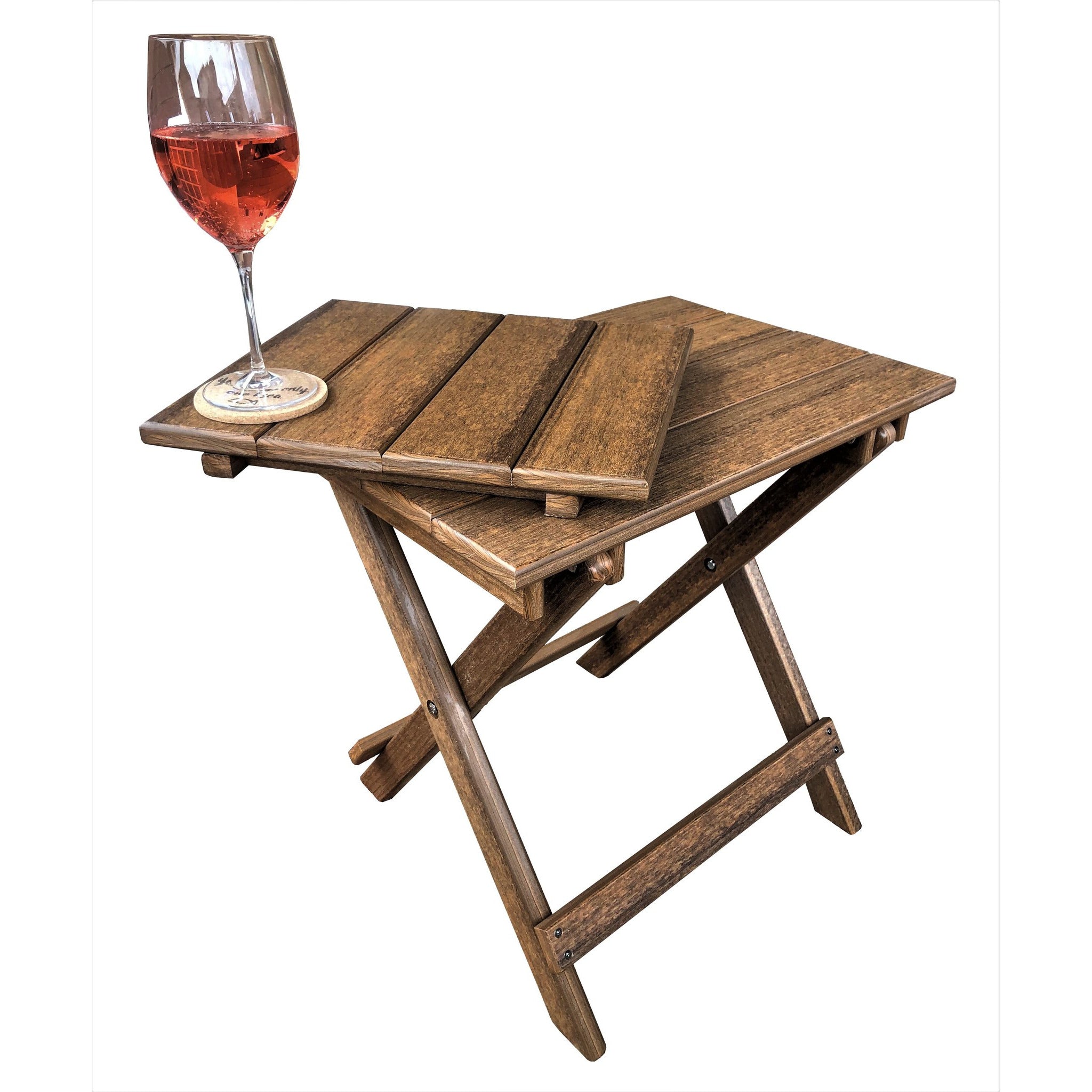 Set of 2 - Unwind Edition King Size Folding Adirondack Chairs With Built In Cupholders + 1 Folding End Table With Removable Tray