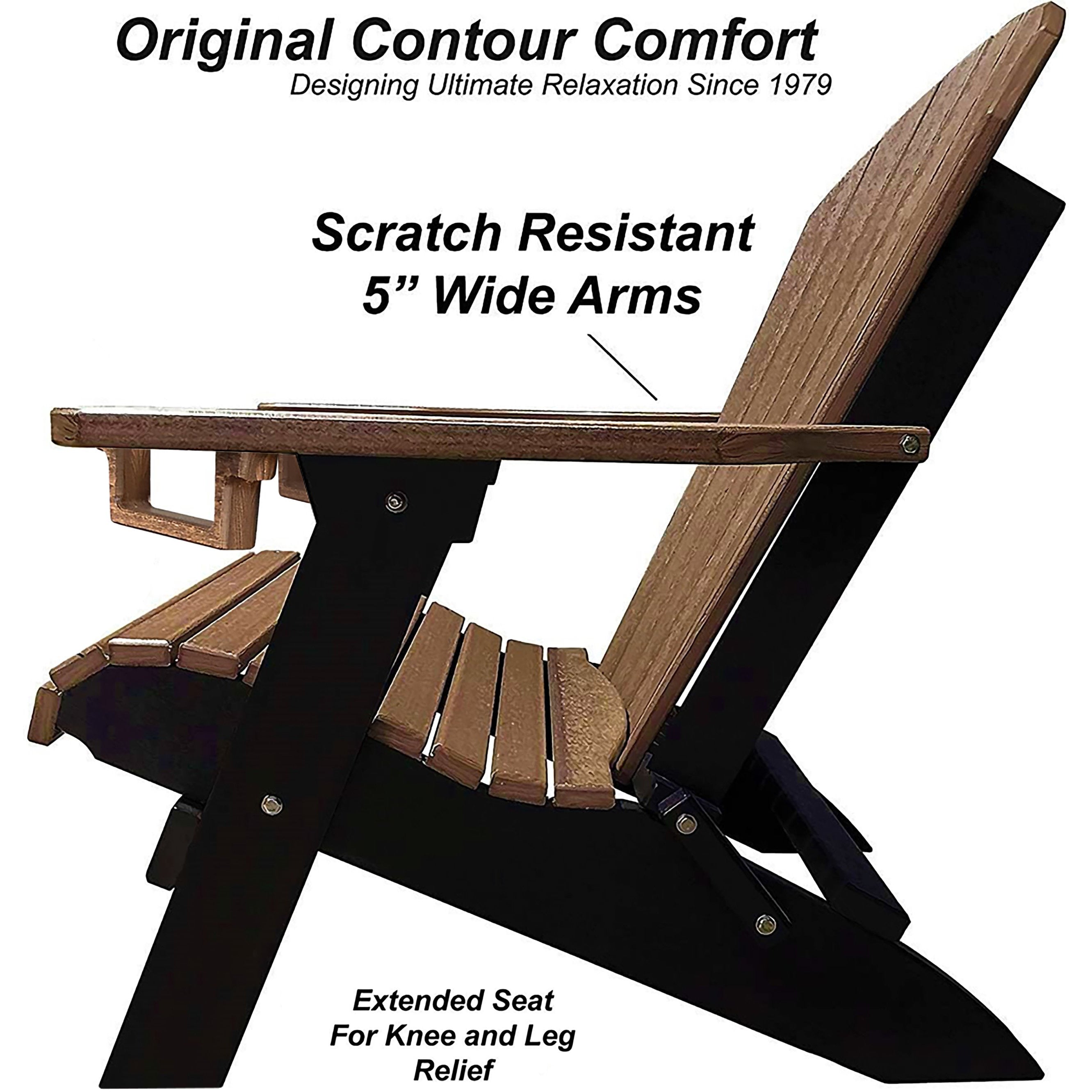 Set of 2 - Unwind Edition King Size Folding Adirondack Chairs With Built In Cupholders + 1 Folding End Table With Removable Tray