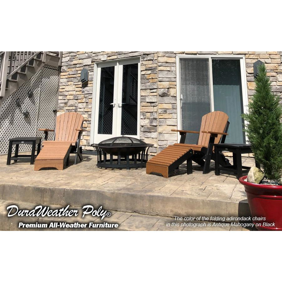 DURAWEATHER POLY® Set of 2 Folding Adirondack Chairs King Size + 1 Folding Side Table With Removable Tray