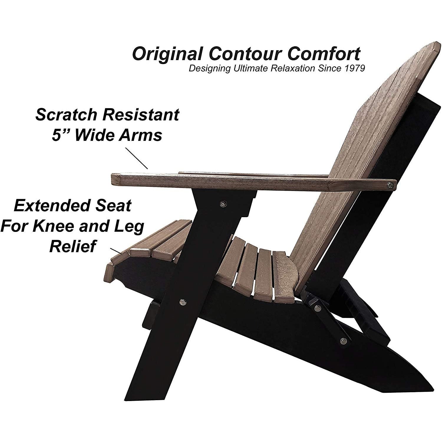 Set of 2 Folding Adirondack Chairs King Size + 1 Folding Side Table With Removable Tray
