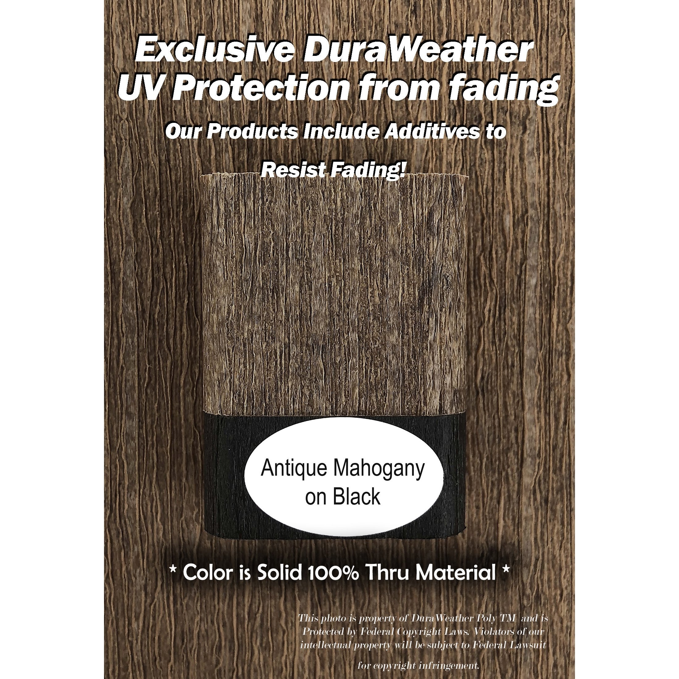 antique mahogany on black frame sample uv protected poly wood