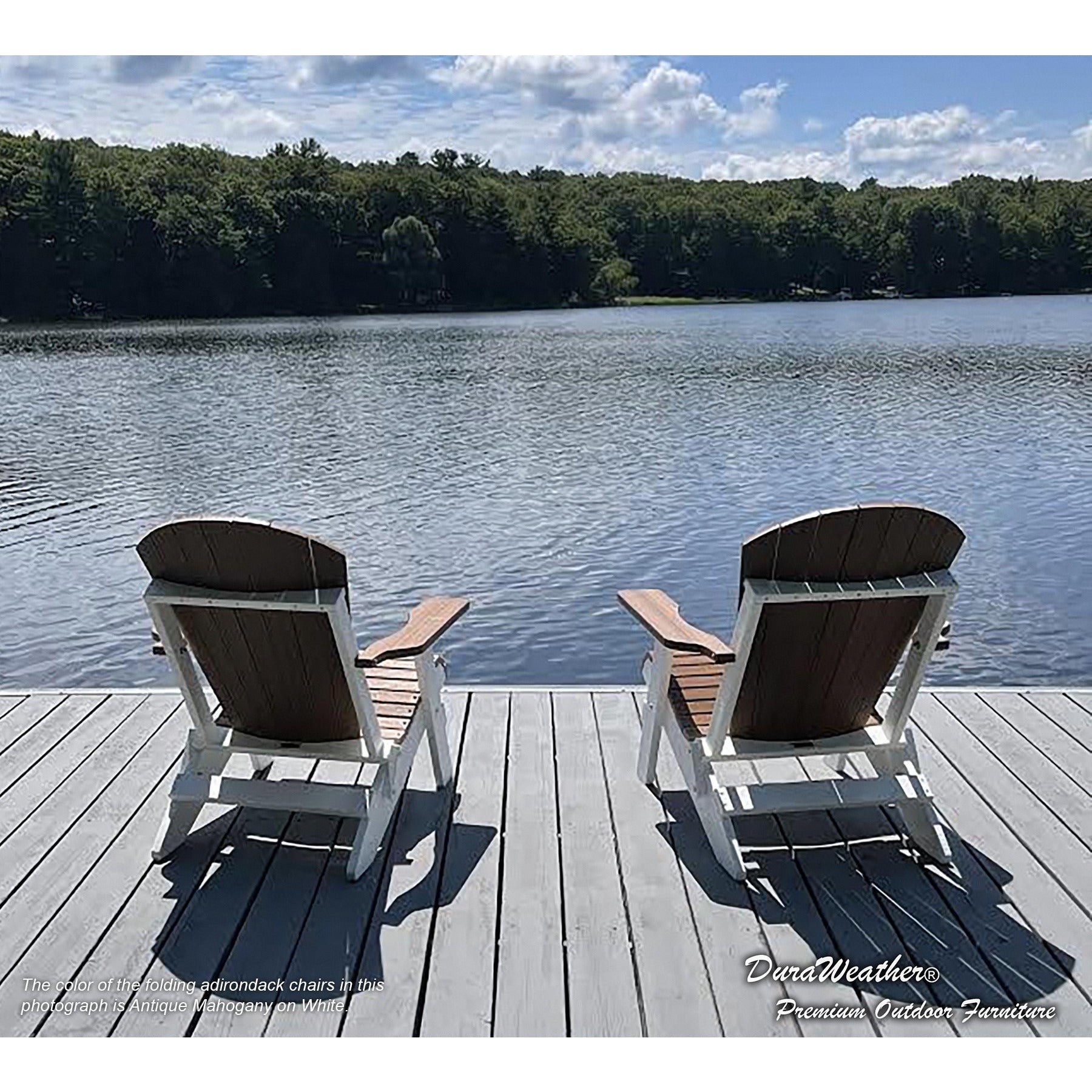 DURAWEATHER POLY® Set of 2 Folding Adirondack Chairs King Size + 1 Folding Side Table With Removable Tray