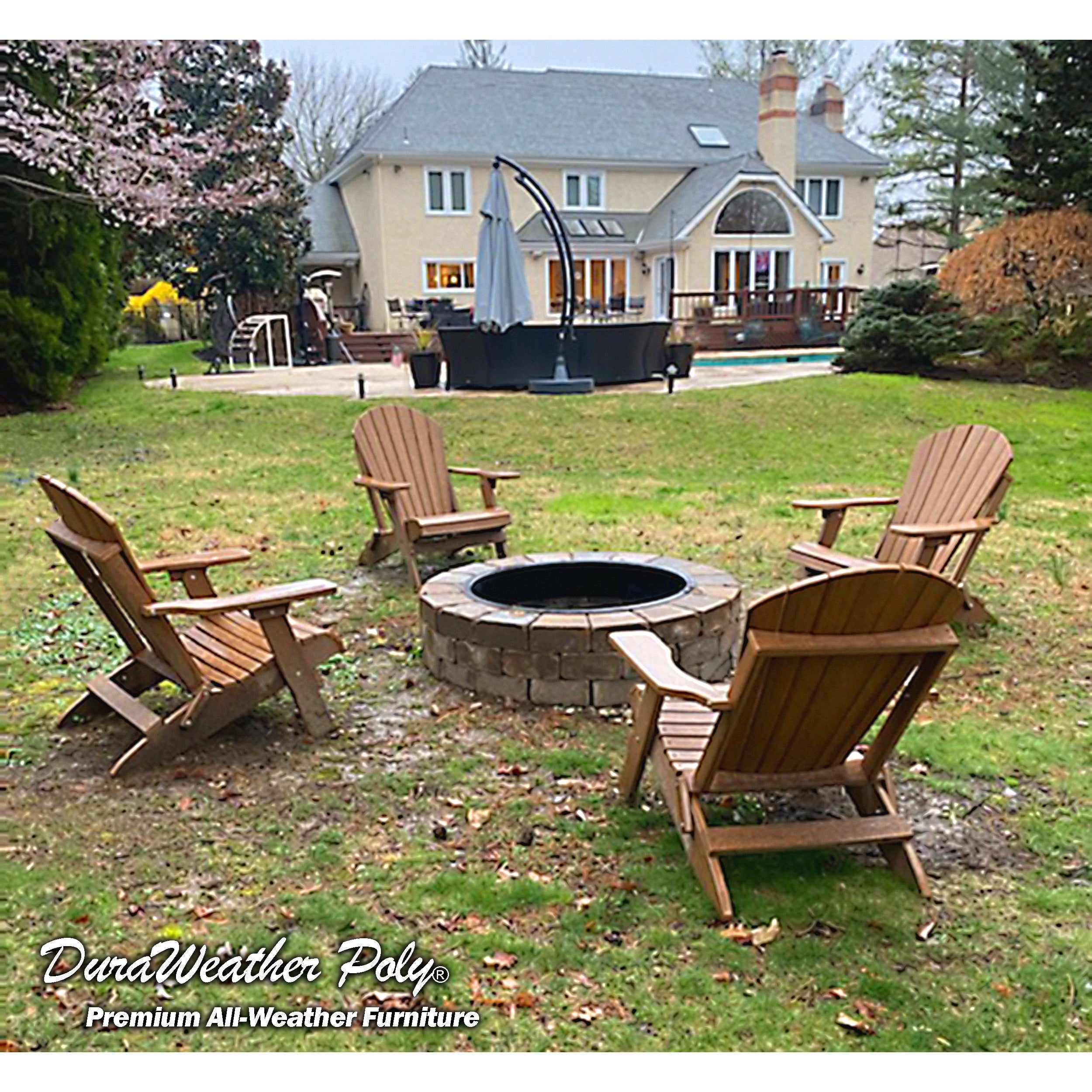 Set of 2 Folding Adirondack Chairs King Size + 1 Folding Side Table With Removable Tray