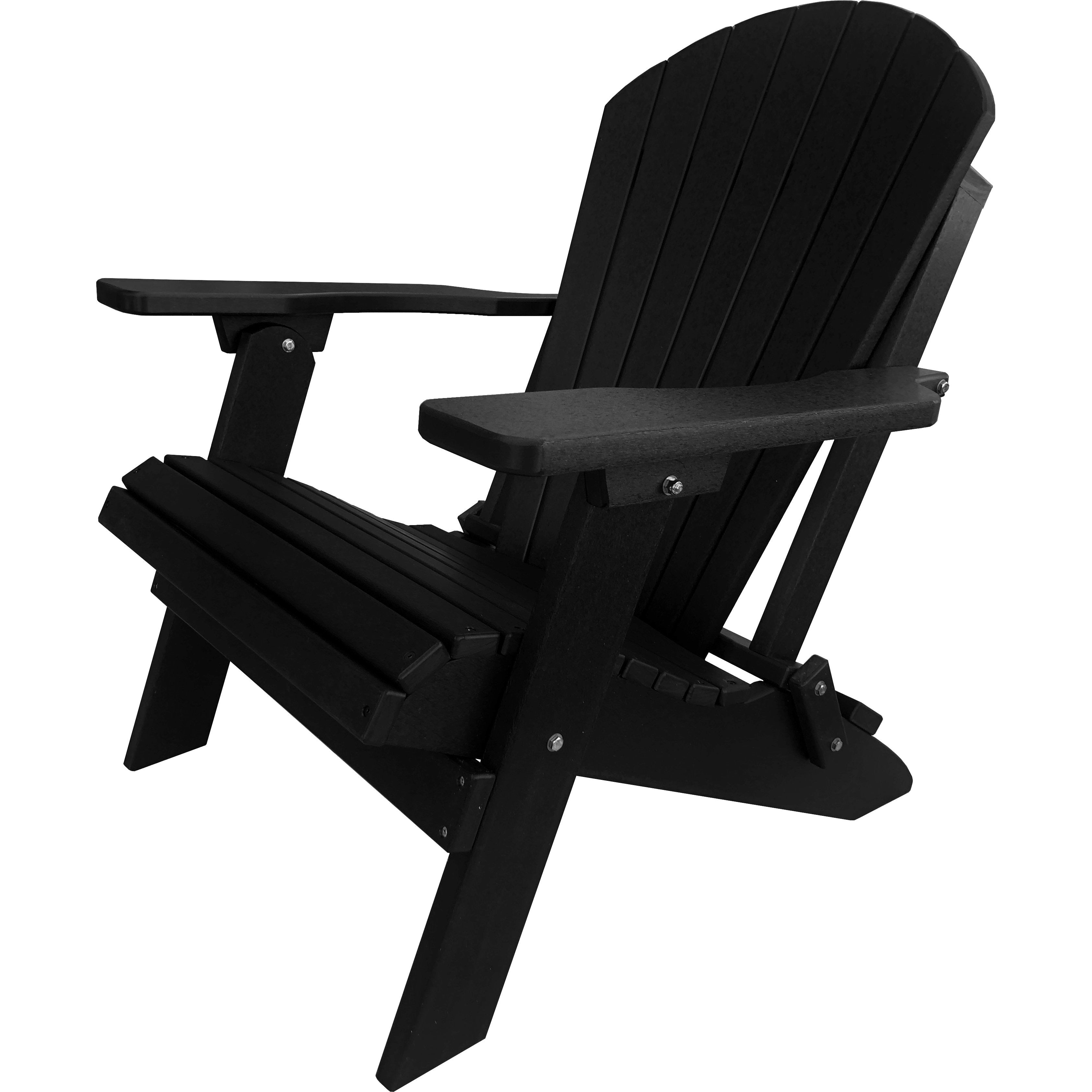 DuraWeather Poly® King Size Folding Adirondack Chair - (Obsidian Black)