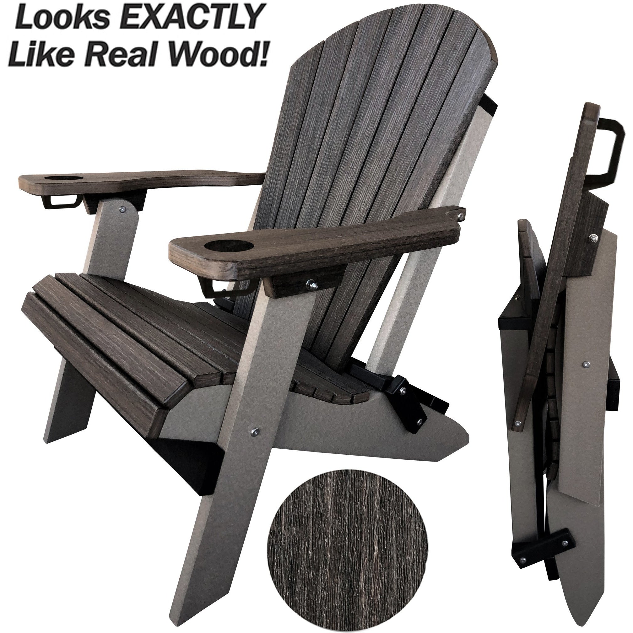 Set of 6 Signature Series Folding Adirondack Chairs With Built In Cup Holders King Size