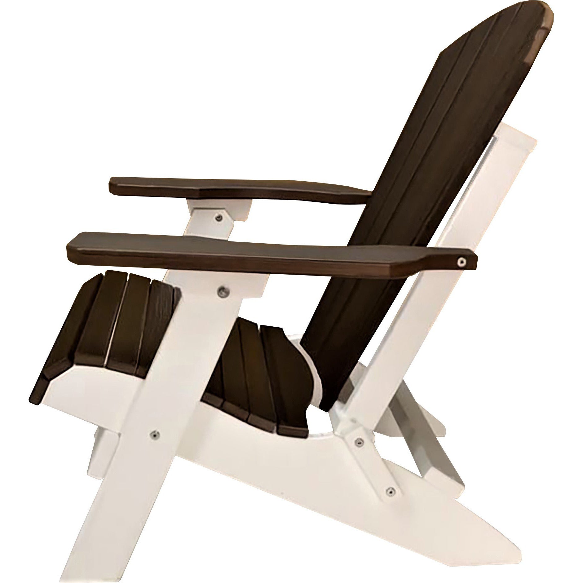brazilian walnut on white duraweather king size folding adirondack chair all weather poly wood