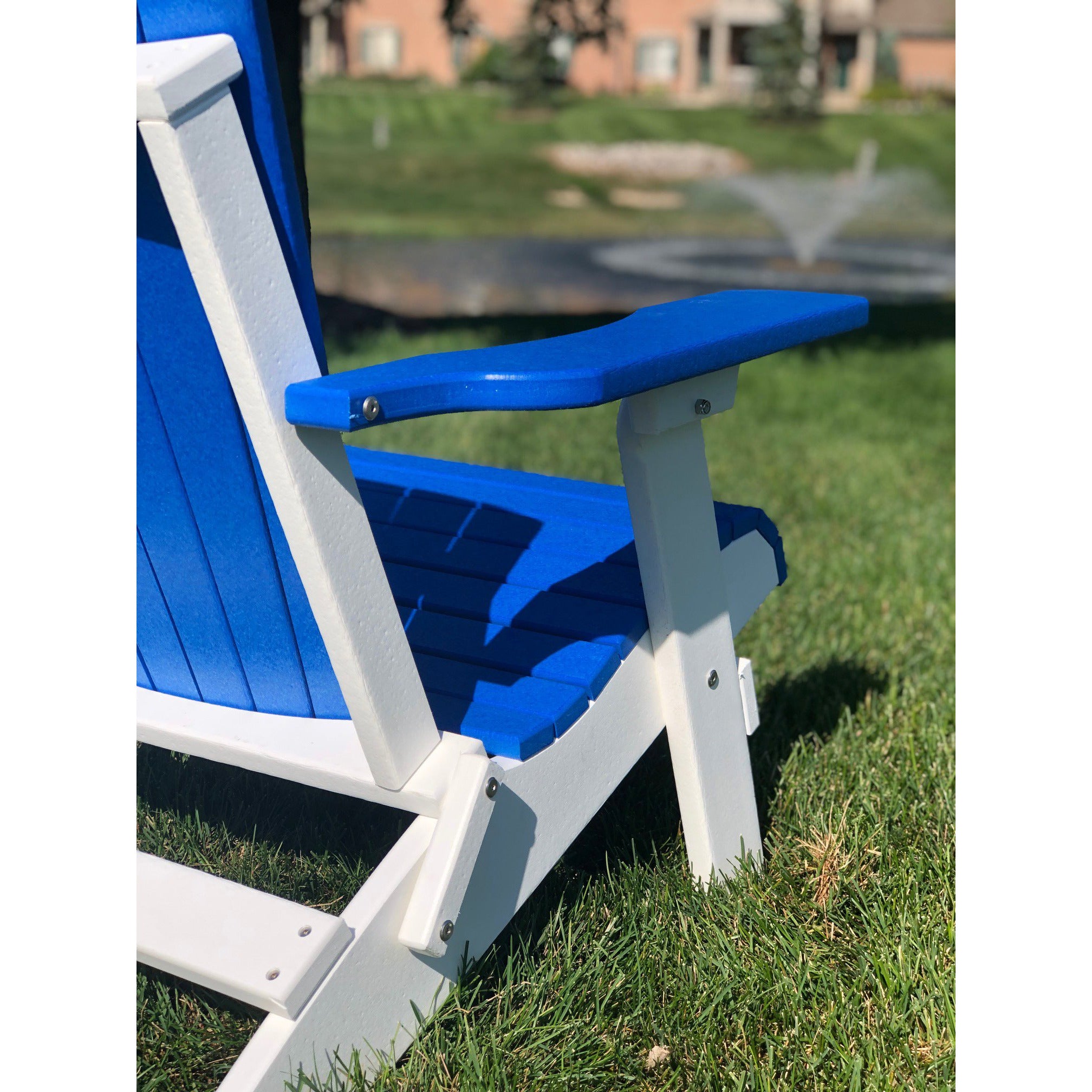 DuraWeather Poly® King Size Folding Adirondack Chair - (Pool Blue on White)