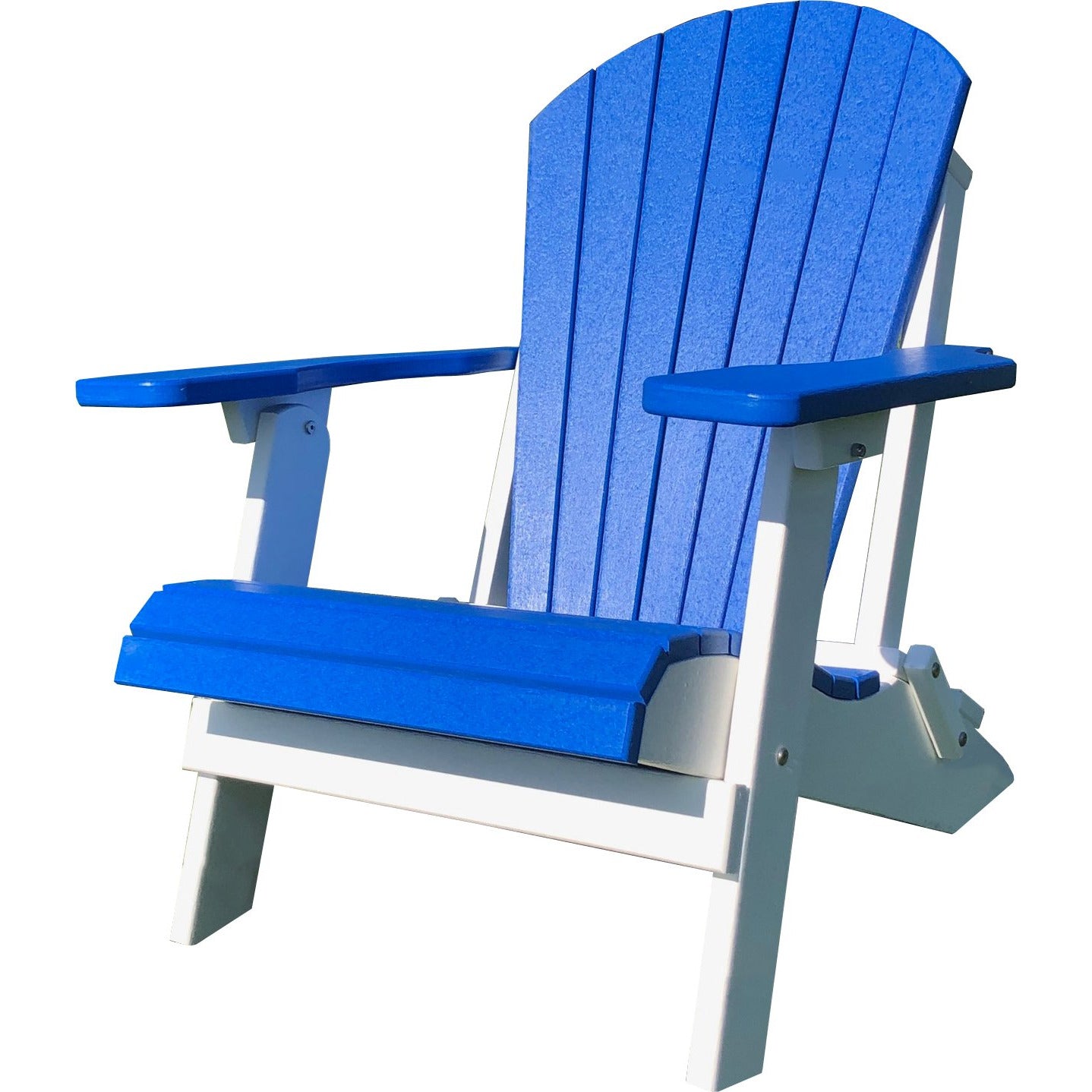 DuraWeather Poly® King Size Folding Adirondack Chair - (Pool Blue on White)