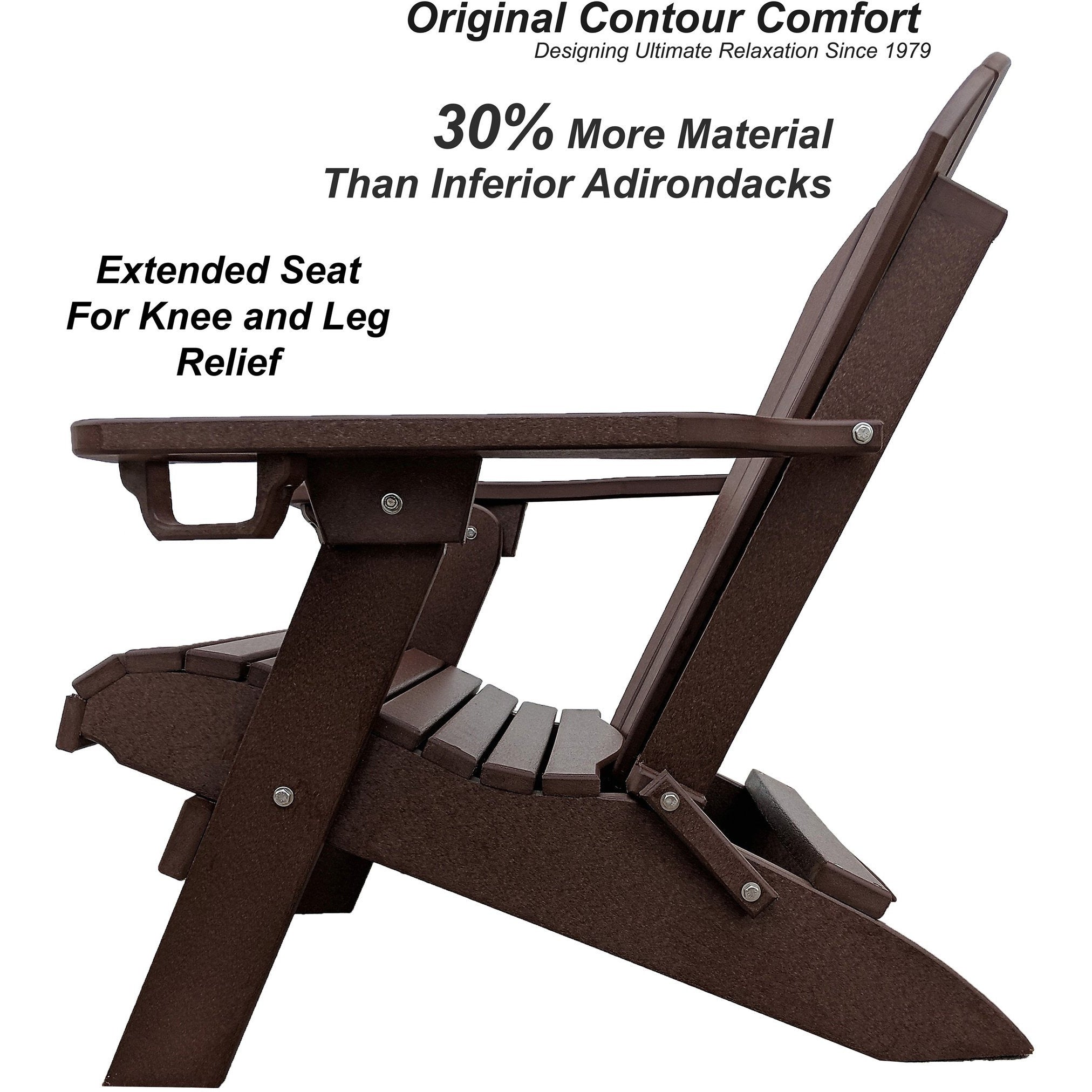 Set of 2 - Unwind Edition King Size Folding Adirondack Chairs With Built In Cupholders + 1 Folding End Table With Removable Tray