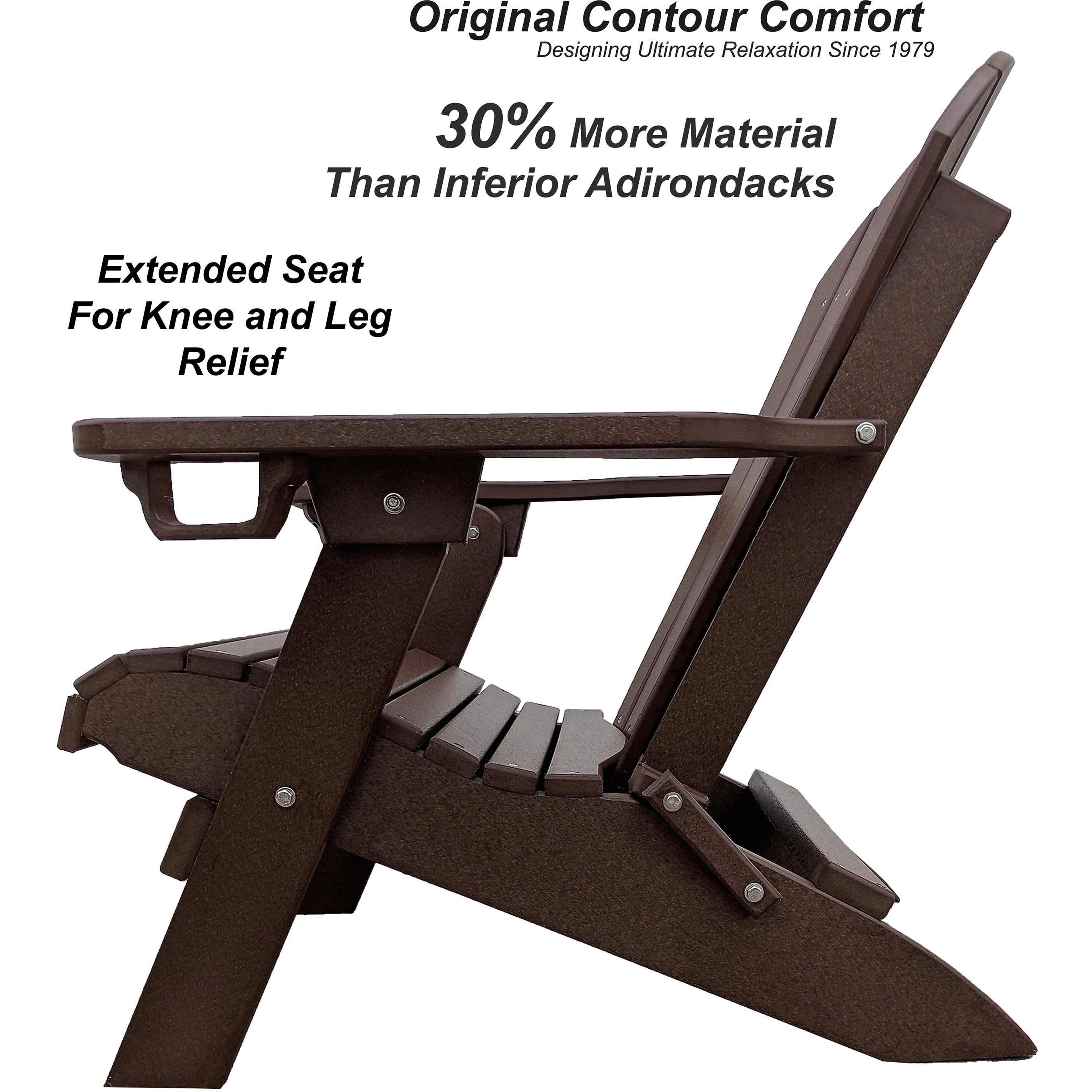 DuraWeather Poly® King Size Folding Adirondack Chair with Built-in Cup Holders