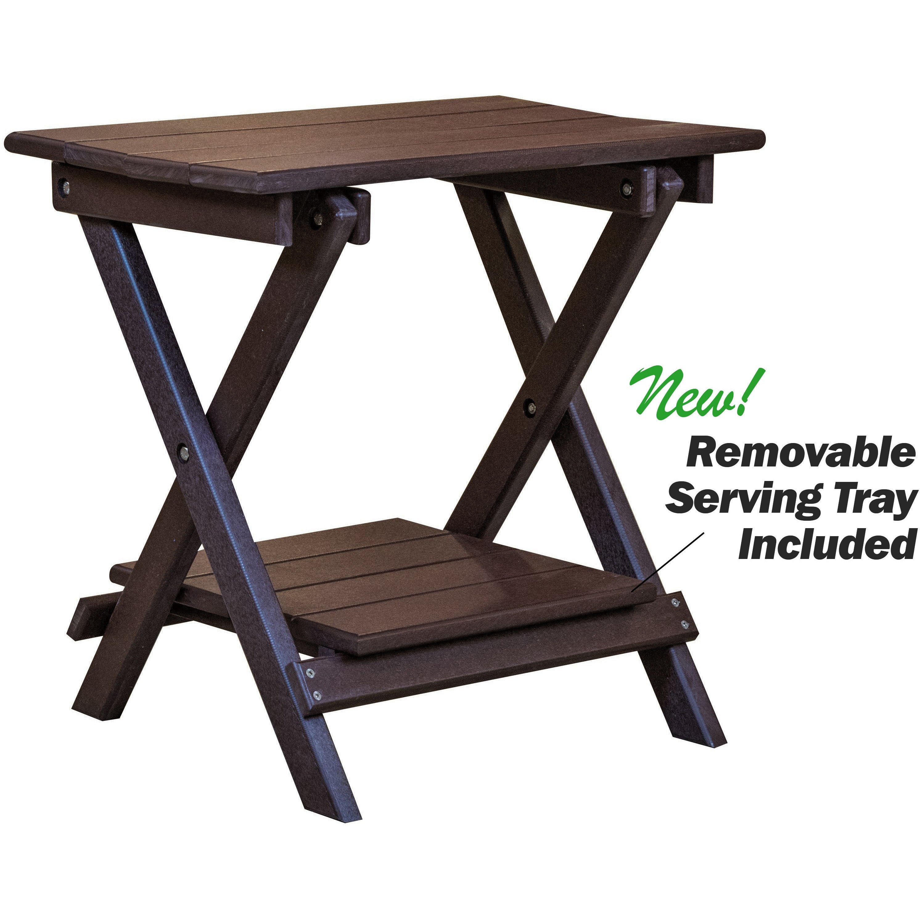 Set of 2 Folding Adirondack Chairs King Size + 1 Folding Side Table With Removable Tray
