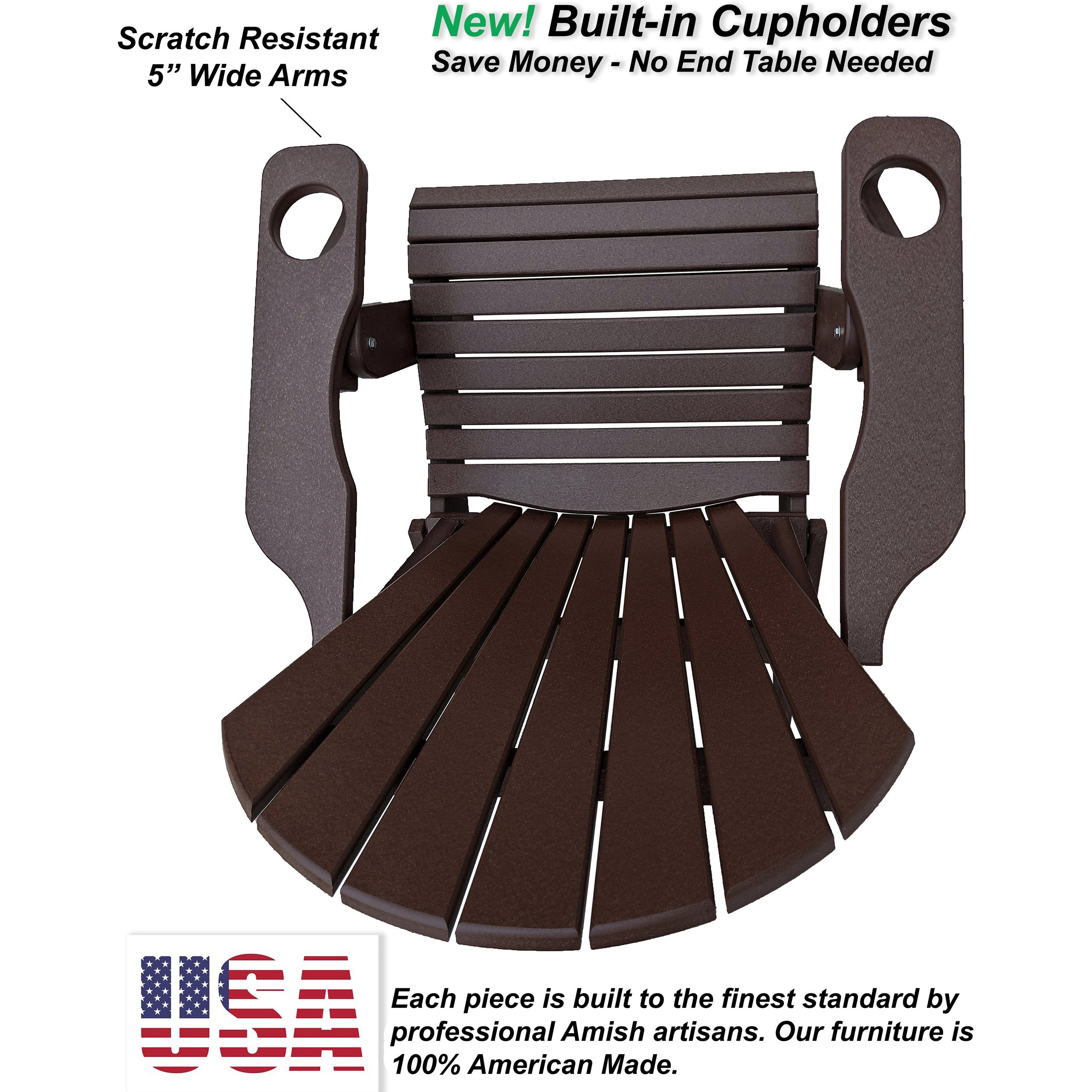 Folding Adirondack Chair With Built-in Cup Holders King-Size