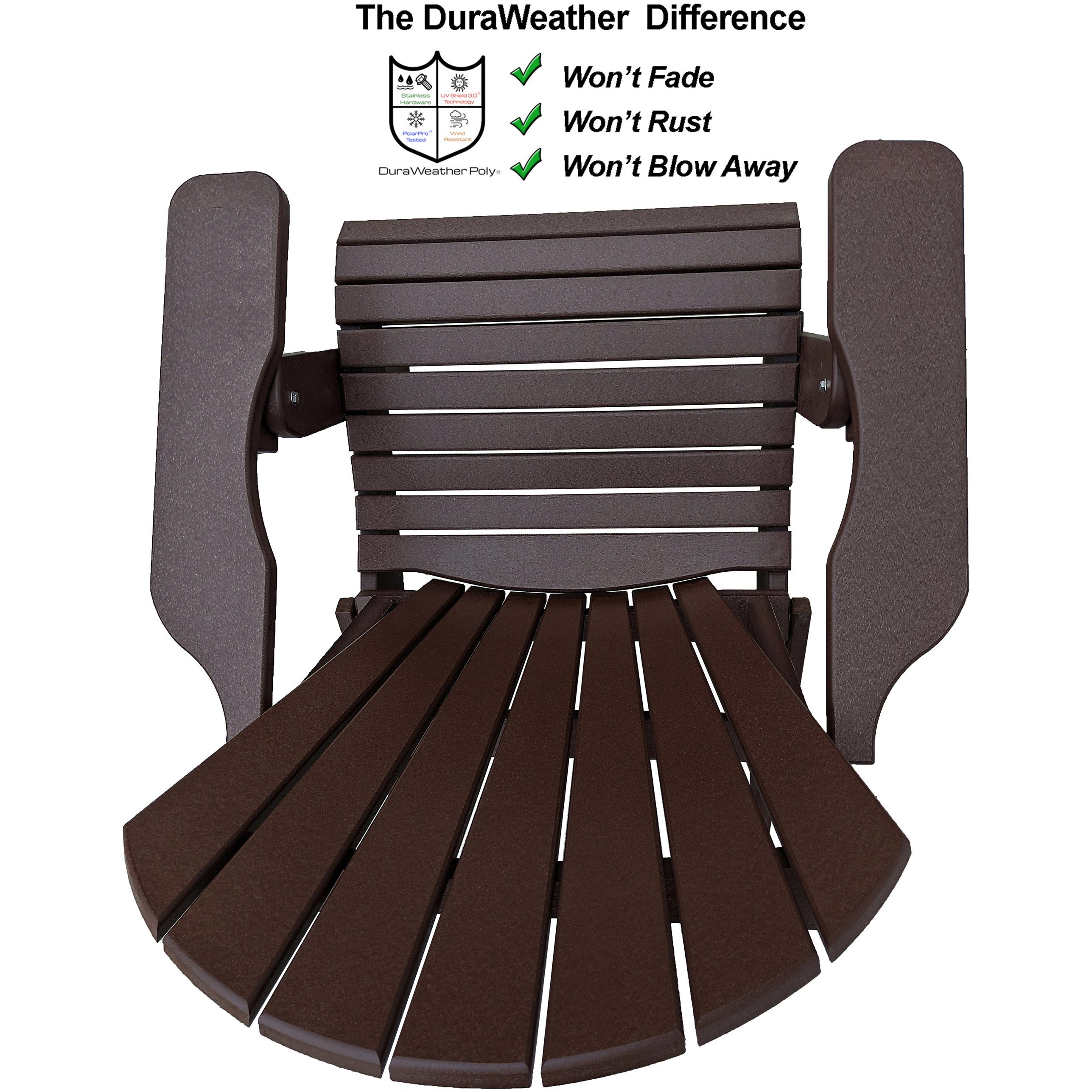 DuraWeather Poly® King Size Folding Adirondack Chair - (Chocolate Brown)
