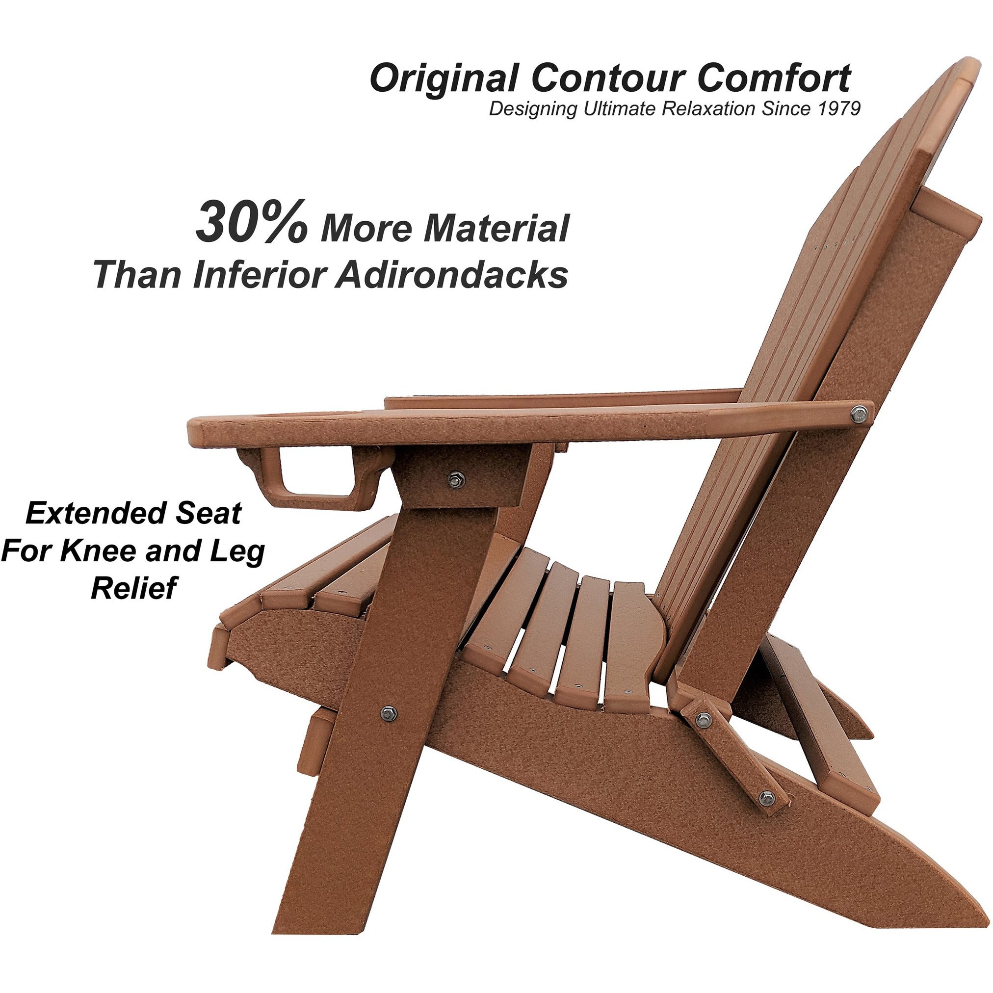 Set of 2 - Unwind Edition King Size Folding Adirondack Chairs With Built In Cupholders + 1 Folding End Table With Removable Tray