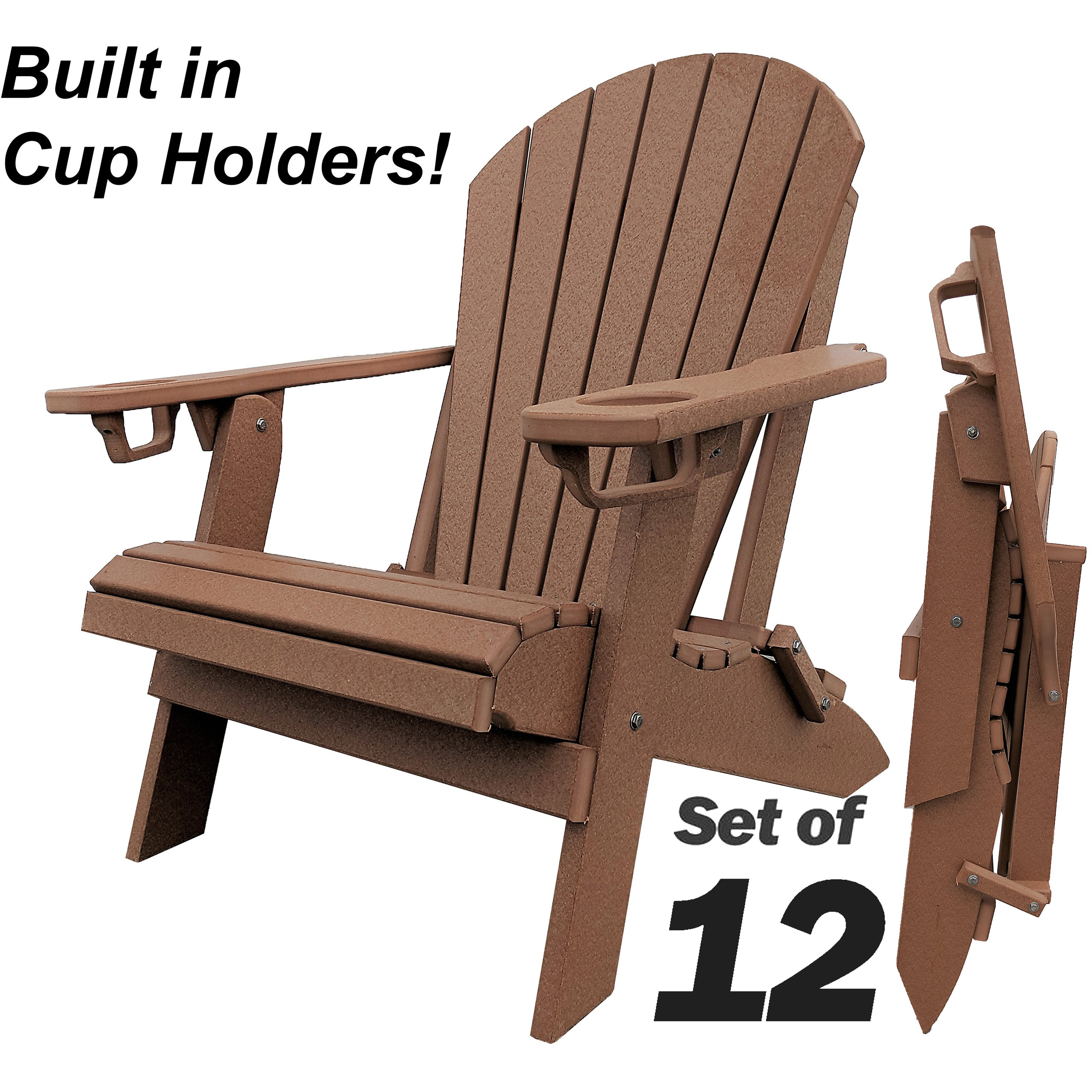 brown poly folding adirondack chair