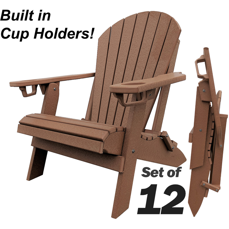 brown poly folding adirondack chair