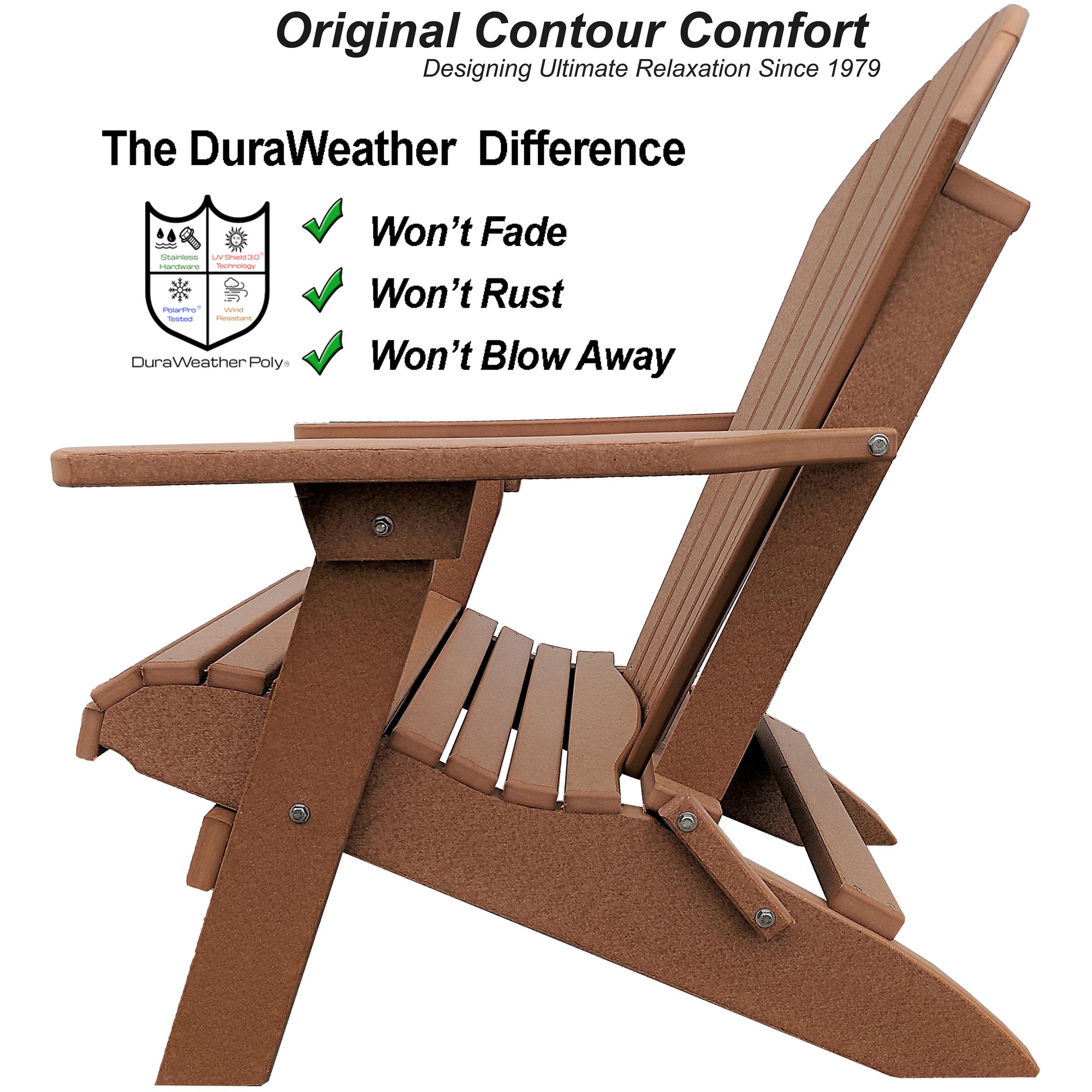 DuraWeather Poly® King Size Folding Adirondack Chair (Fireside Cedar)