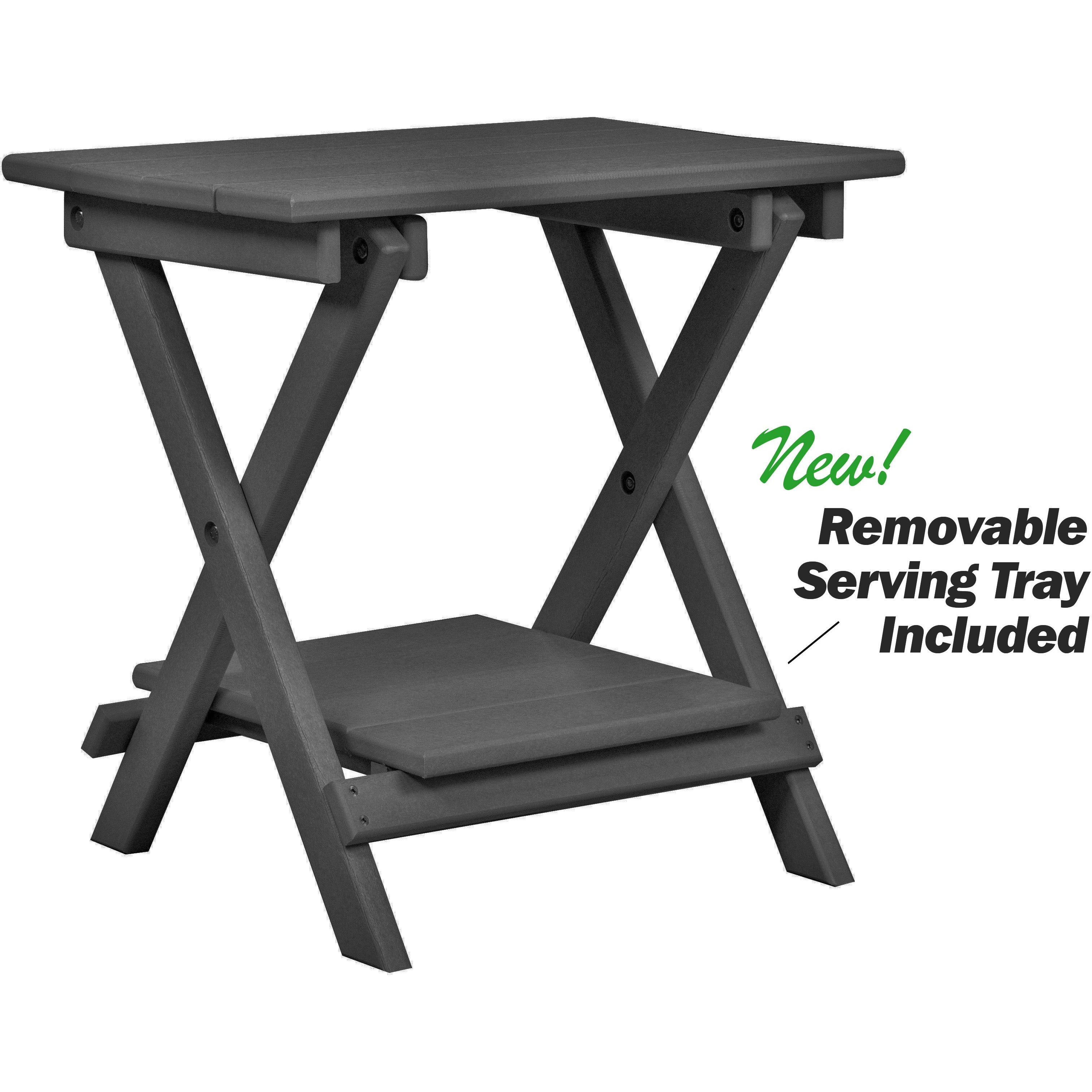 Set of 2 Folding Adirondack Chairs King Size + 1 Folding Side Table With Removable Tray