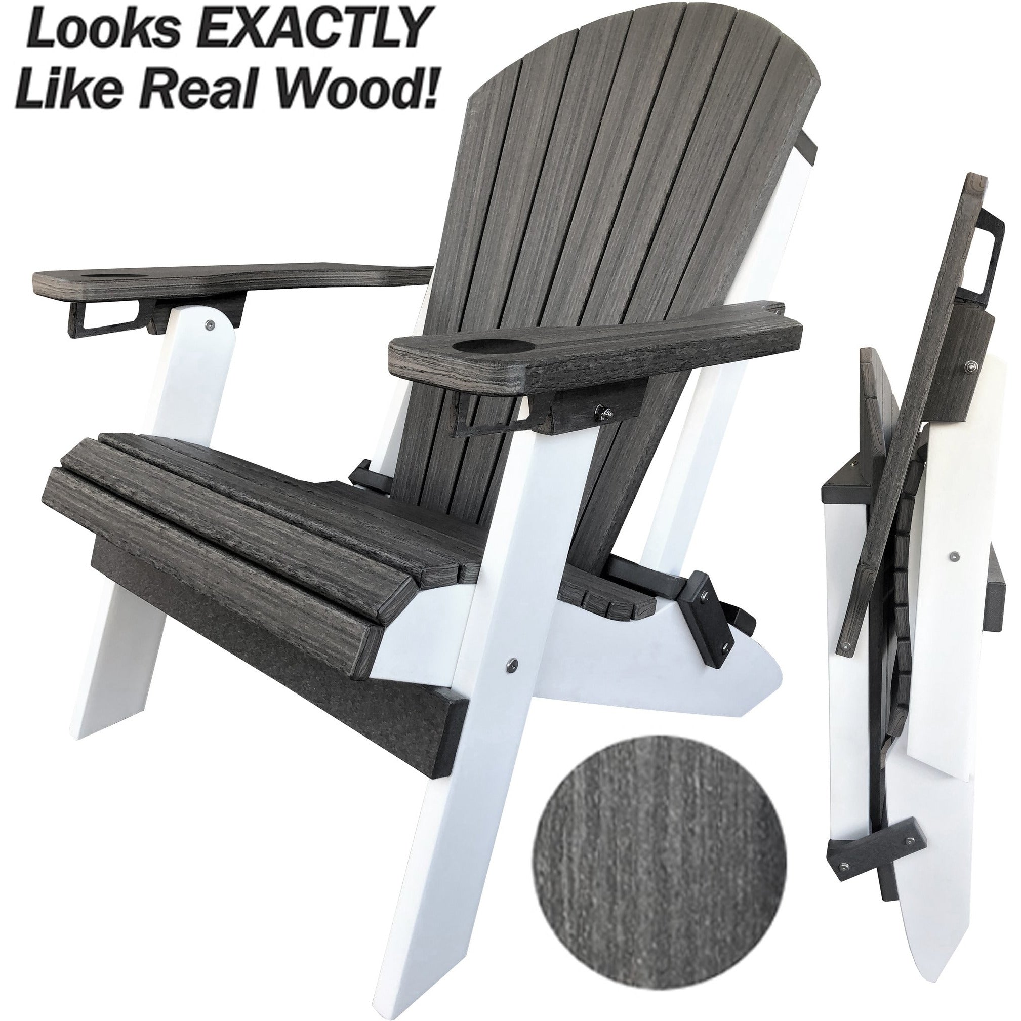 Set of 6 Signature Series Folding Adirondack Chairs With Built In Cup Holders King Size