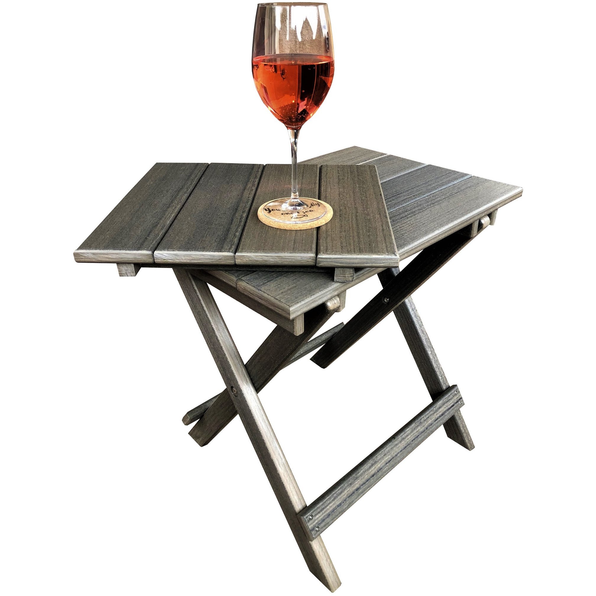 Set of 2 - Unwind Edition King Size Folding Adirondack Chairs With Built In Cupholders + 1 Folding End Table With Removable Tray