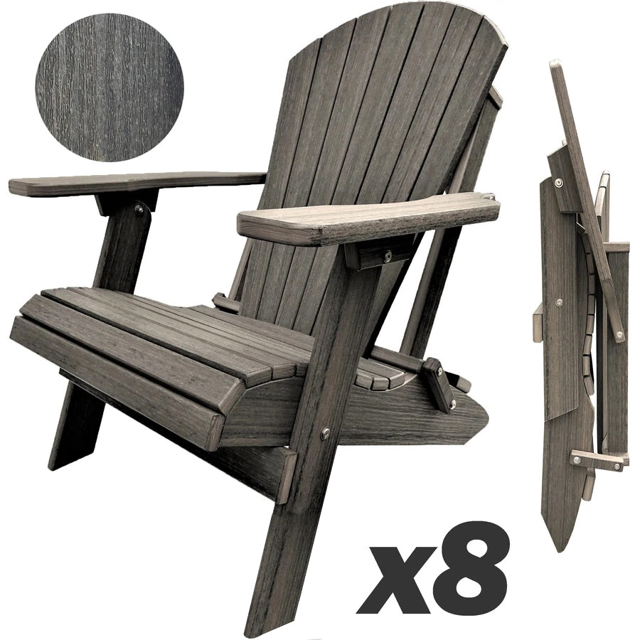 Set of 8 Folding Adirondack Chairs King-Size