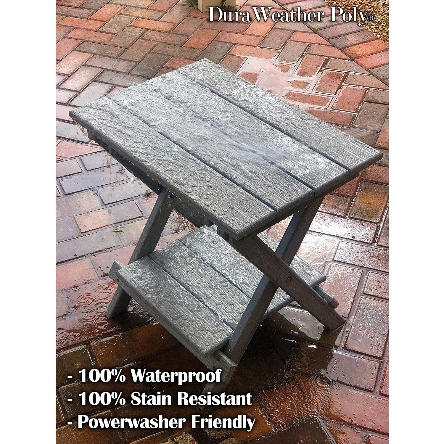 Set of 2 Folding Adirondack Chairs King Size + 1 Folding Side Table With Removable Tray