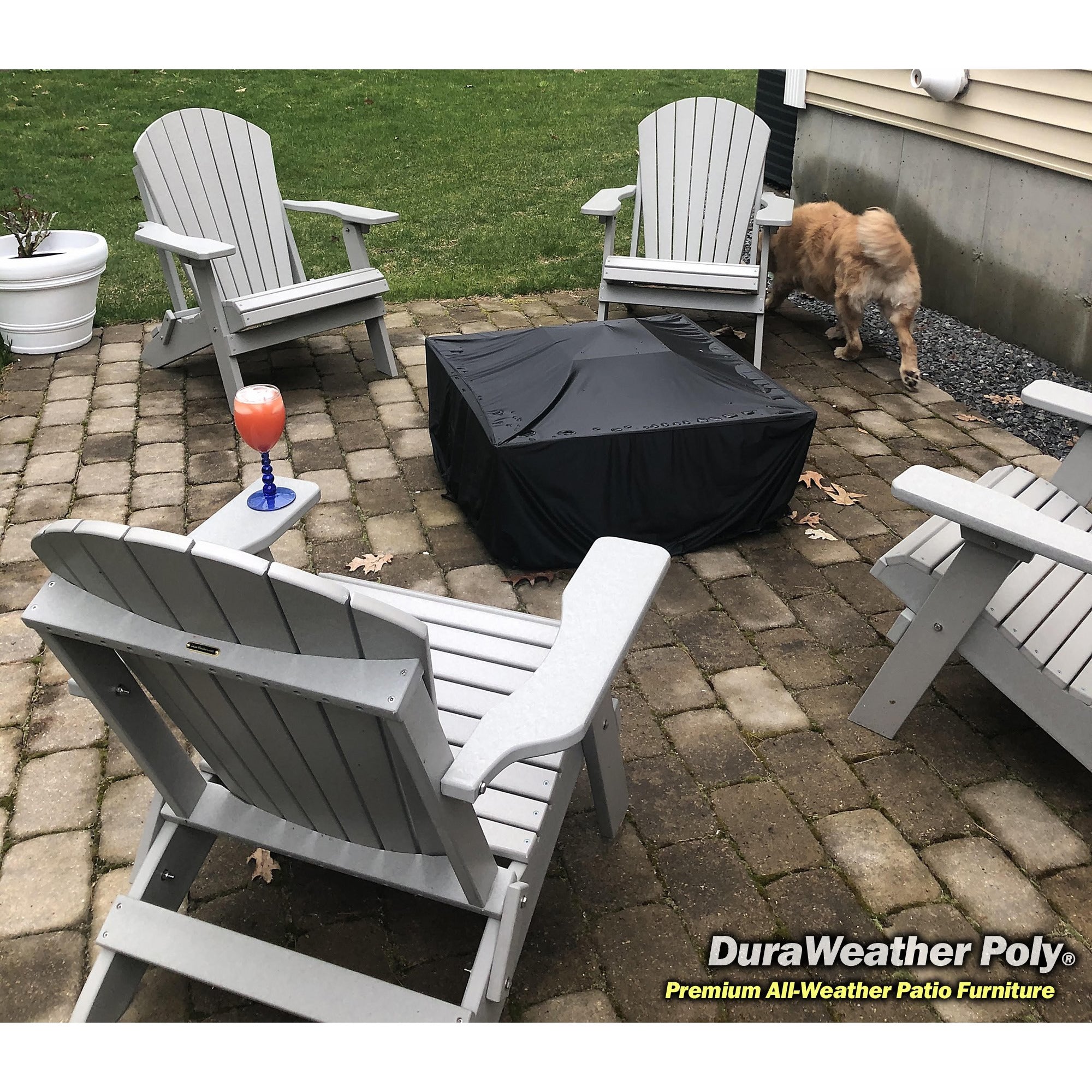 DuraWeather Poly® King Size Folding Adirondack Chair - (Cottage Light Grey)