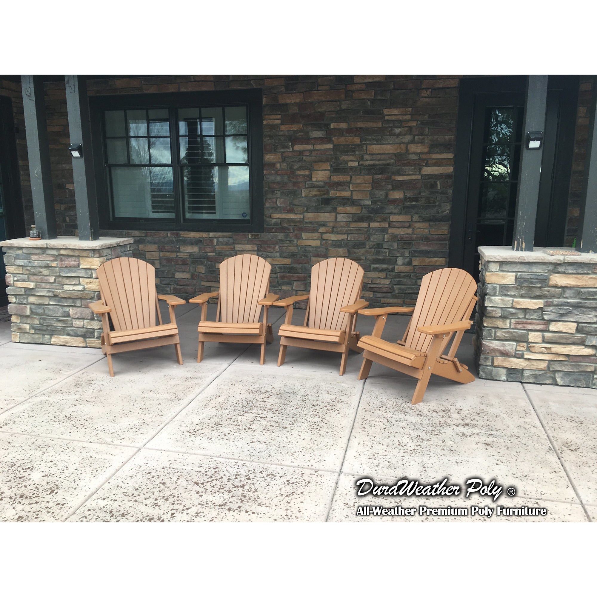 DURAWEATHER POLY® Set of 2 Folding Adirondack Chairs King Size + 1 Folding Side Table With Removable Tray
