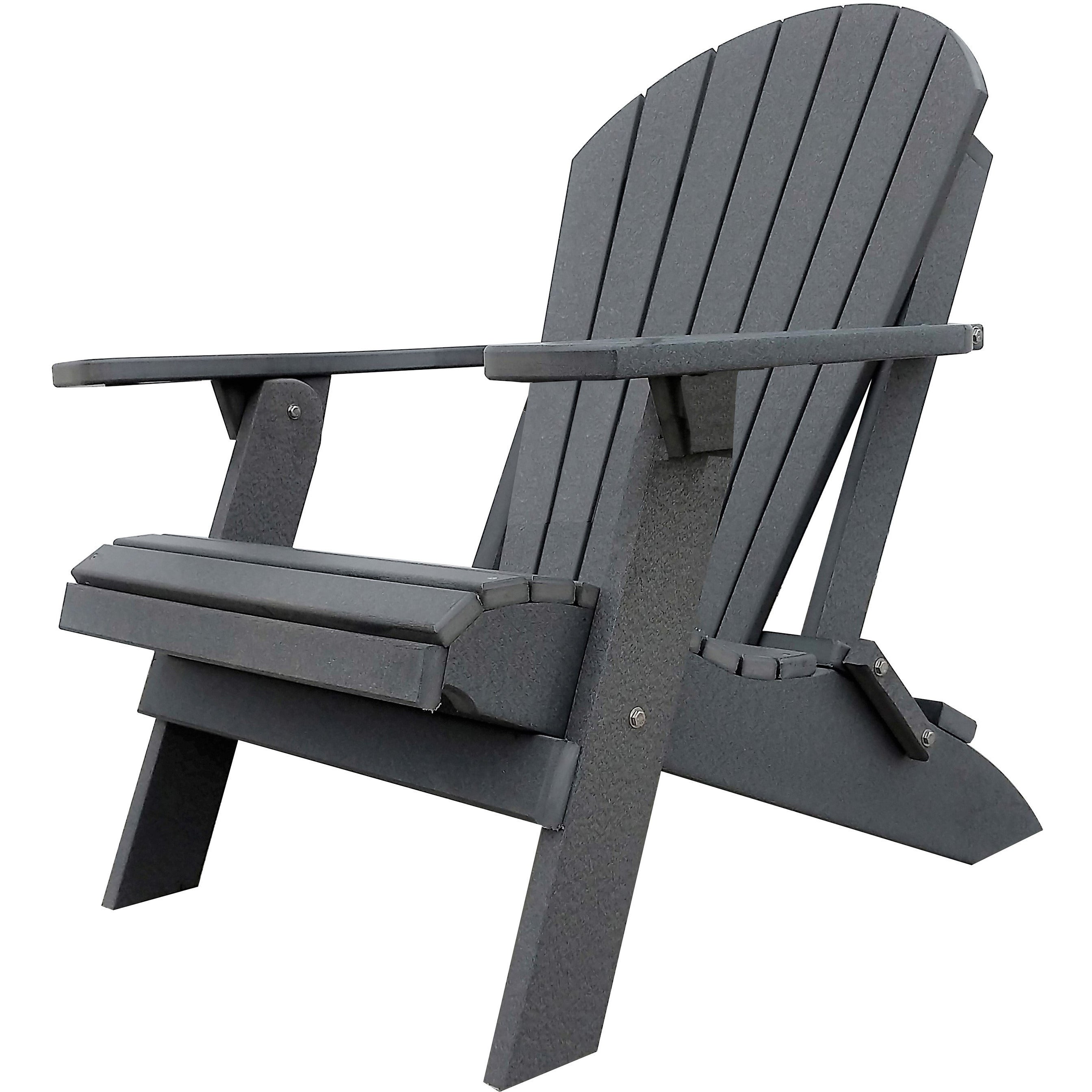 DuraWeather Poly® King Size Folding Adirondack Chair - (Charcoal Grey)
