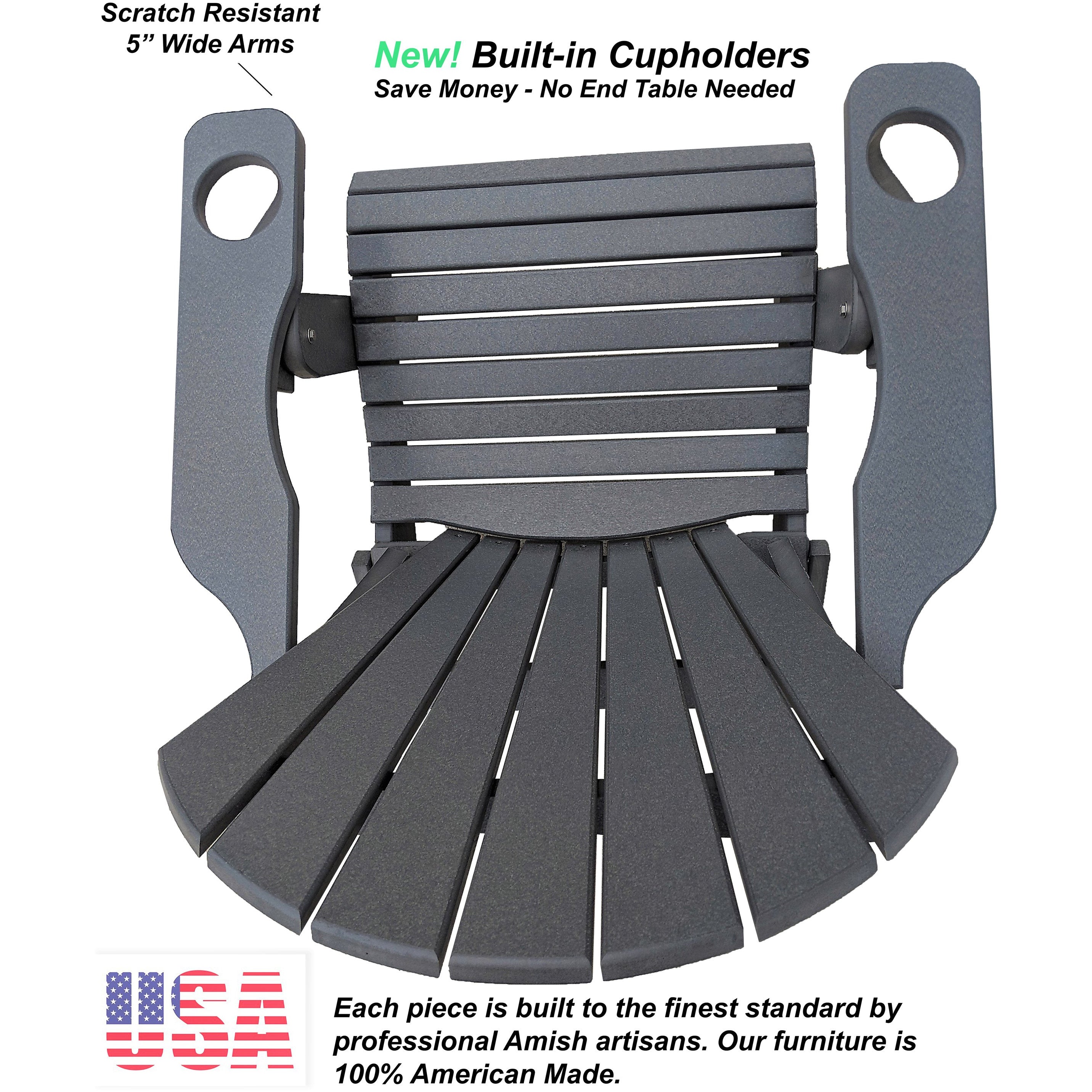 Folding Adirondack Chair With Built-in Cup Holders King-Size