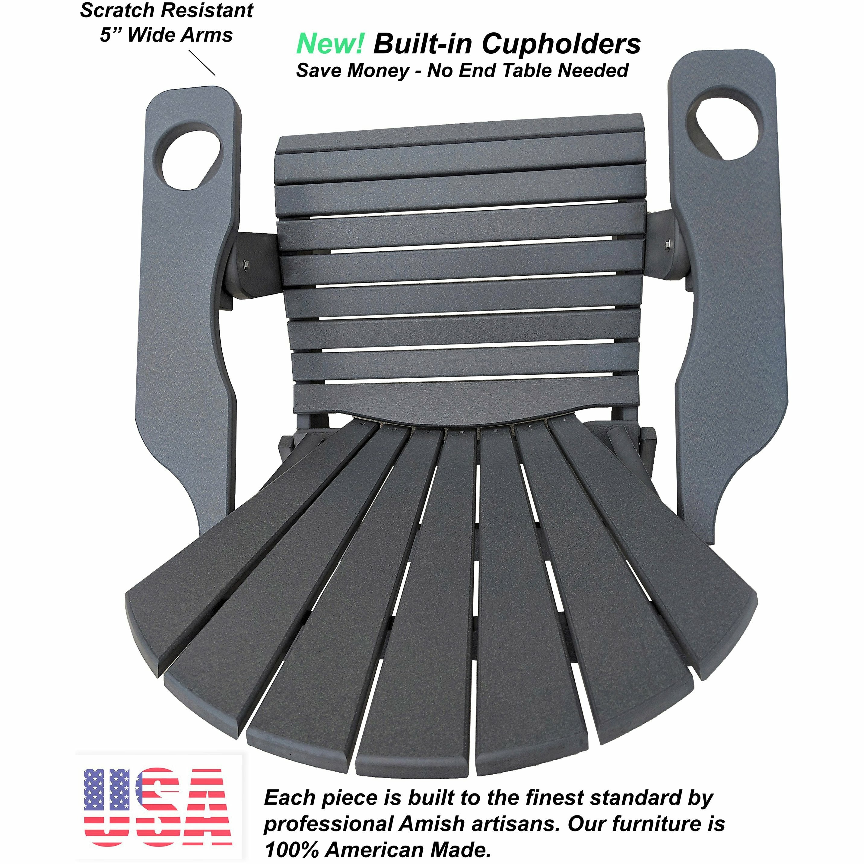 Set of 12 Folding Adirondack Chairs With Built In Cupholders King Size
