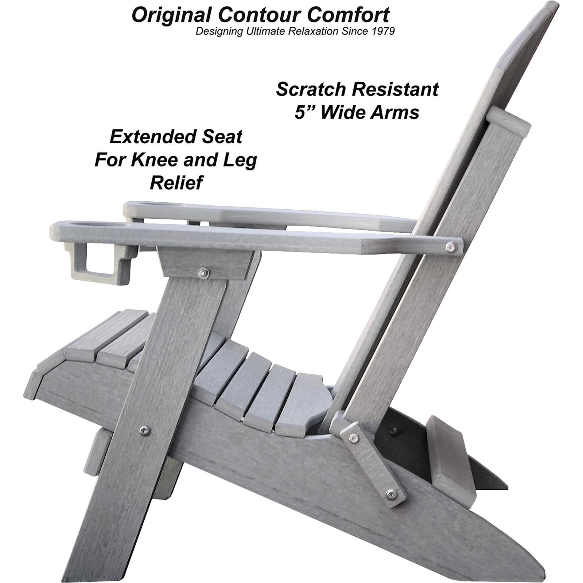Set of 2 - Unwind Edition King Size Folding Adirondack Chairs With Built In Cupholders + 1 Folding End Table With Removable Tray