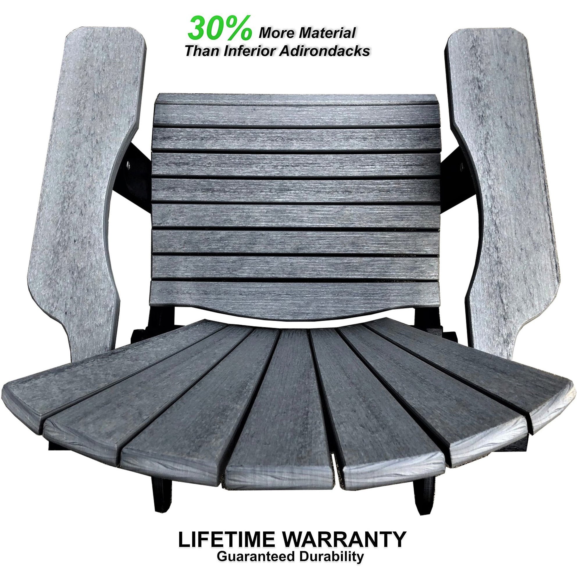 Set of 2 Folding Adirondack Chairs King Size + 1 Folding Side Table With Removable Tray