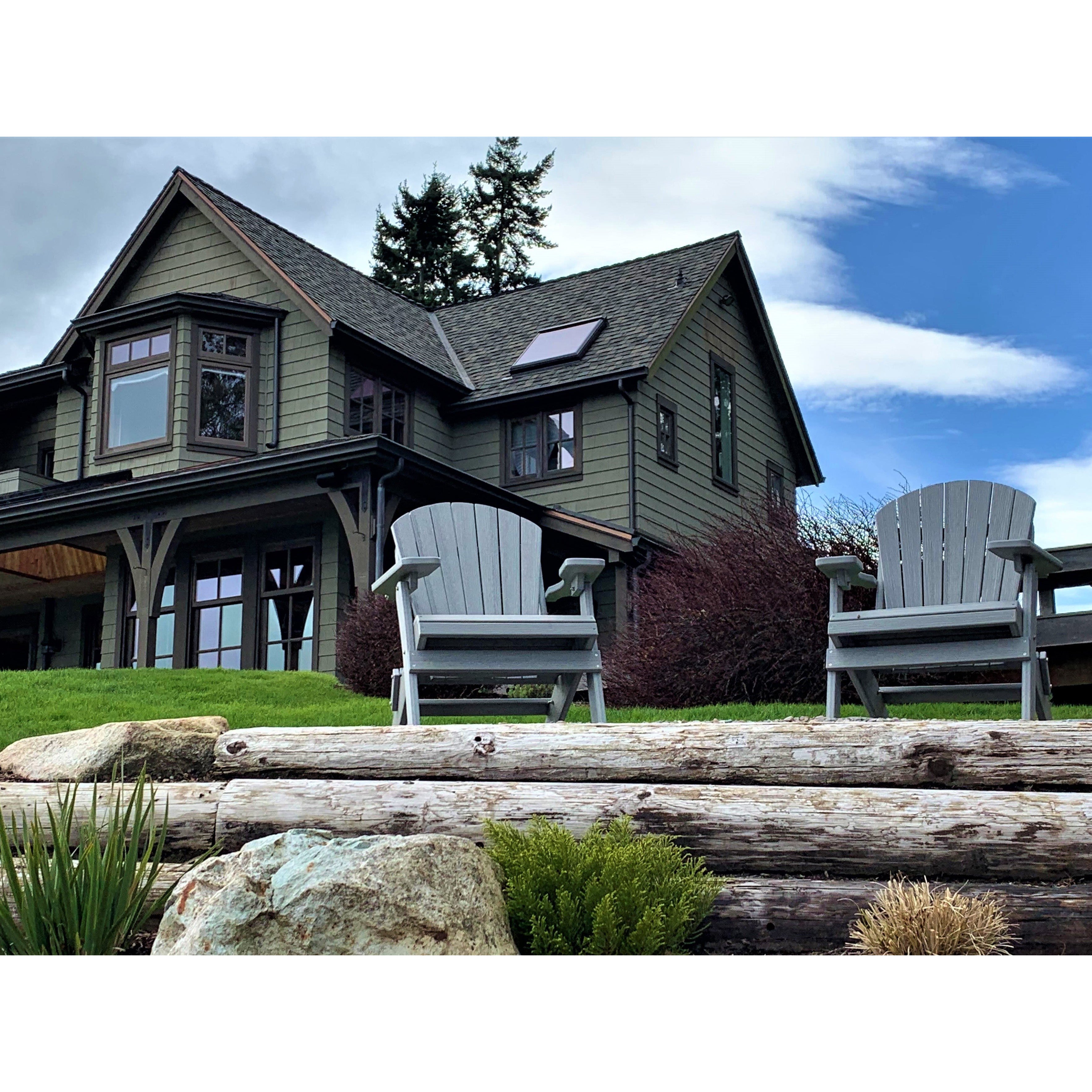 Set of 2 Folding Adirondack Chairs King Size + 1 Folding Side Table With Removable Tray