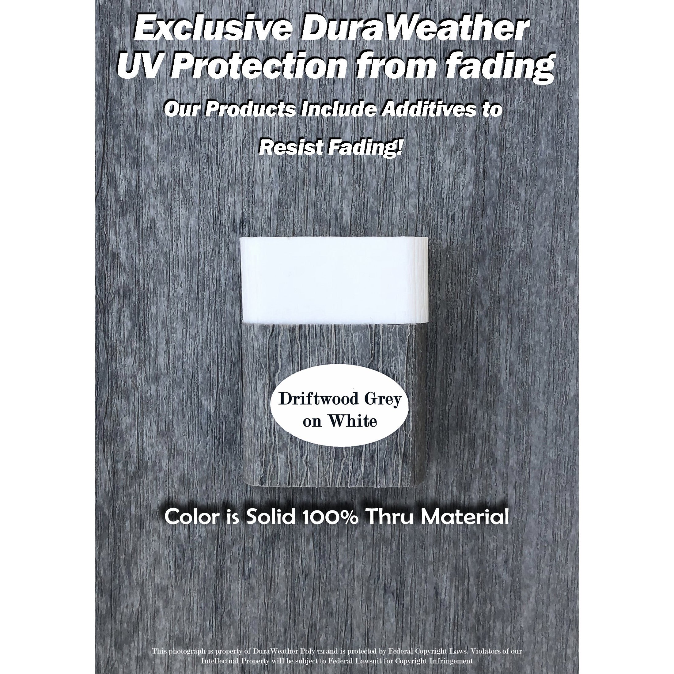 driftwood grey on white frame sample uv protected poly wood