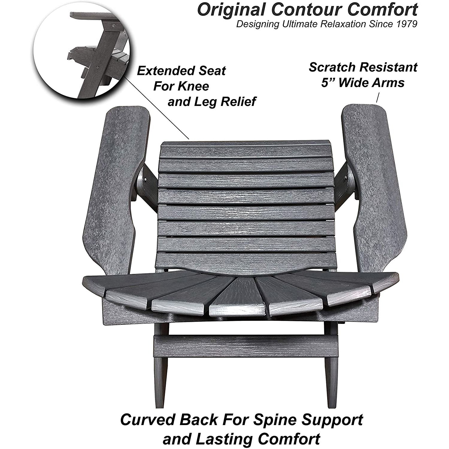 Set of 2 Folding Adirondack Chairs King Size + 1 Folding Side Table With Removable Tray