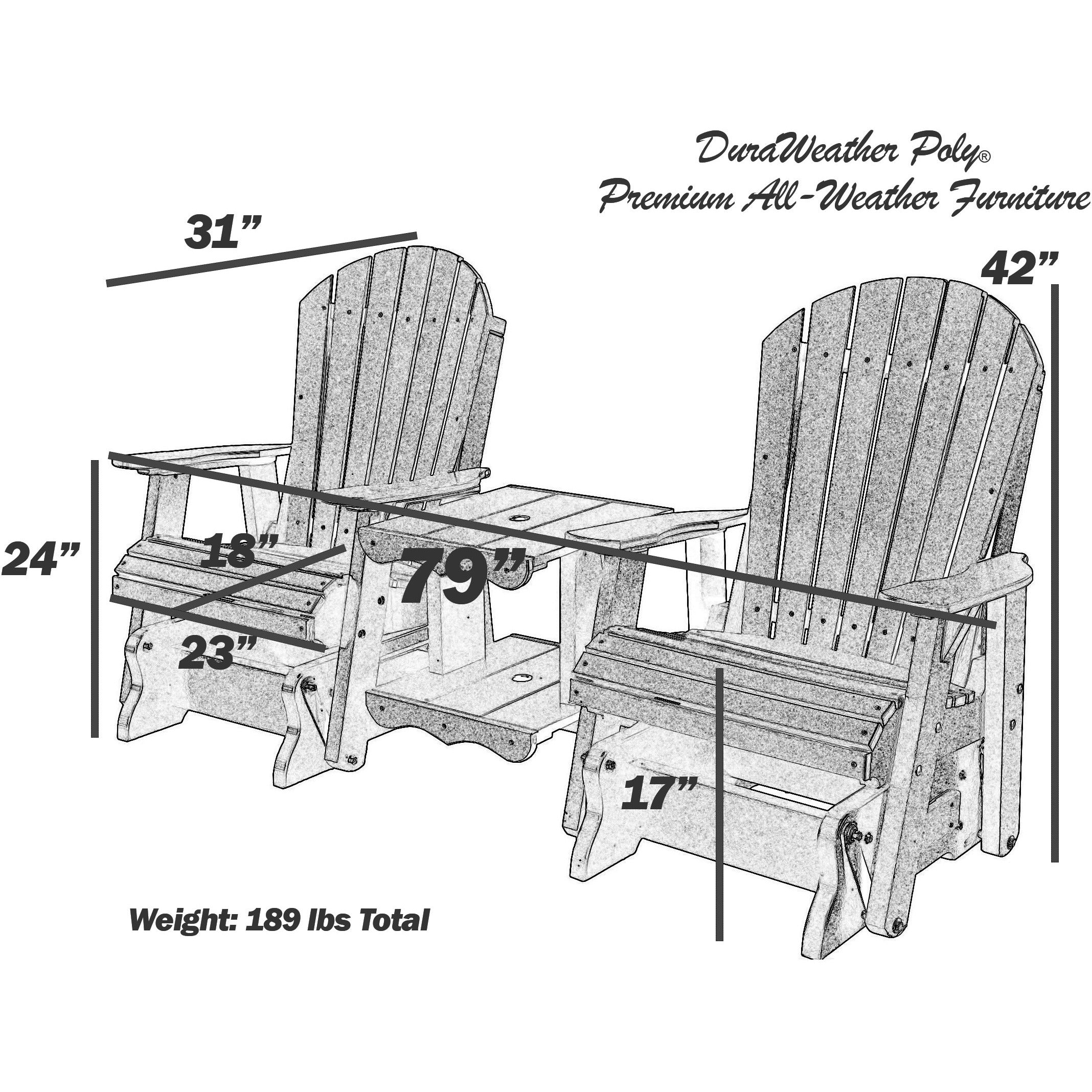 DuraWeather Poly 4' Streamside Loveseat Glider