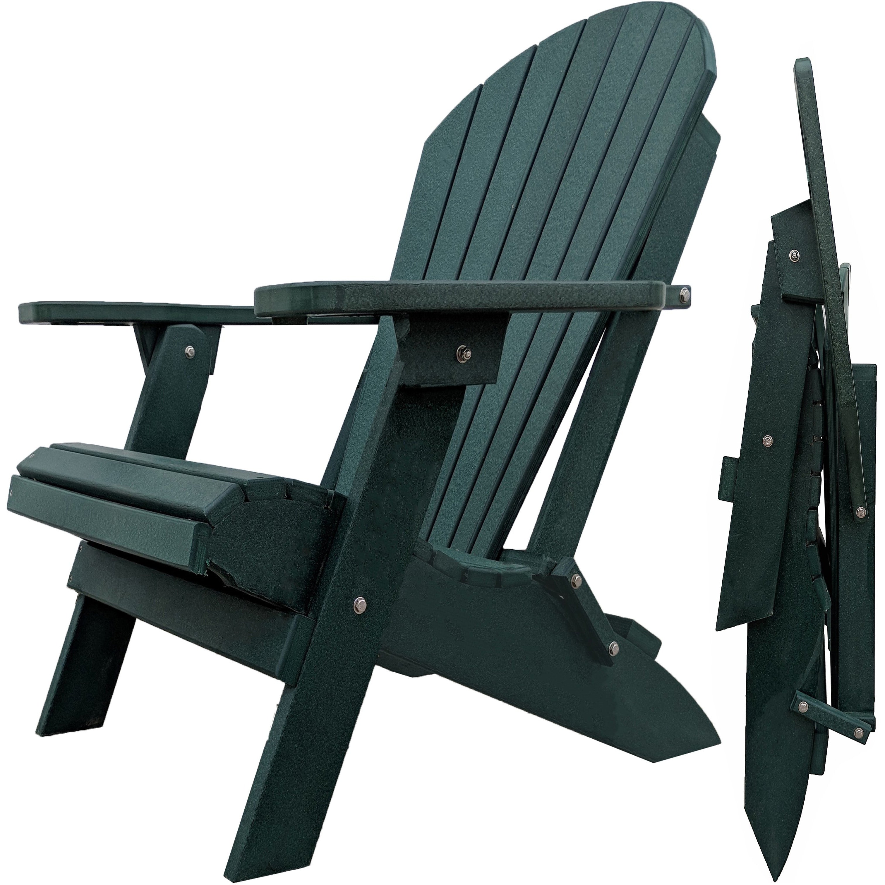 DuraWeather Poly® King Size Folding Adirondack Chair - (Natural Forest Green)