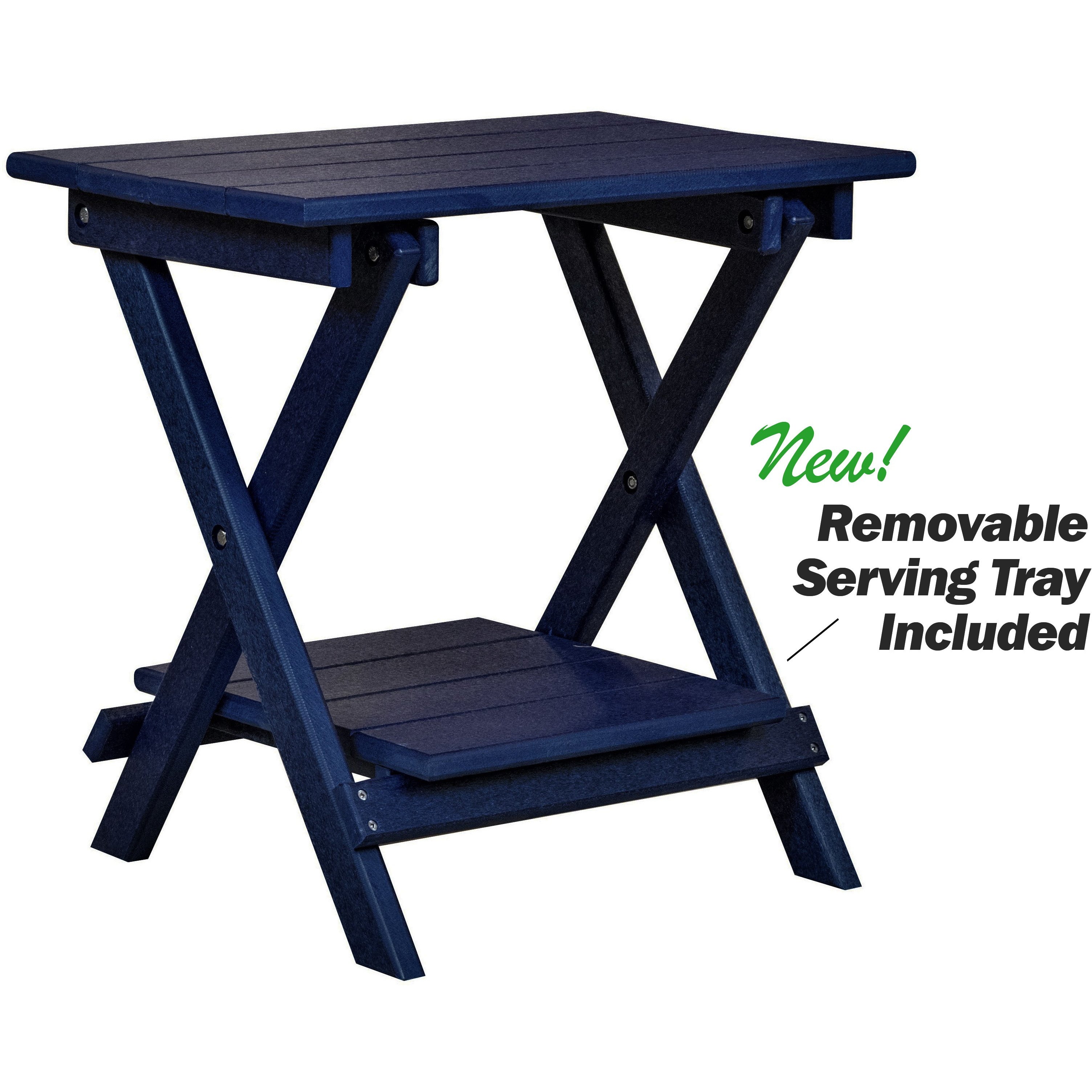 Set of 2 Folding Adirondack Chairs King Size + 1 Folding Side Table With Removable Tray