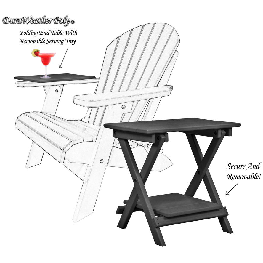 Set of 4 Folding Adirondack Chairs King Size - 4 Folding Ottomans and 2 Folding Side Tables