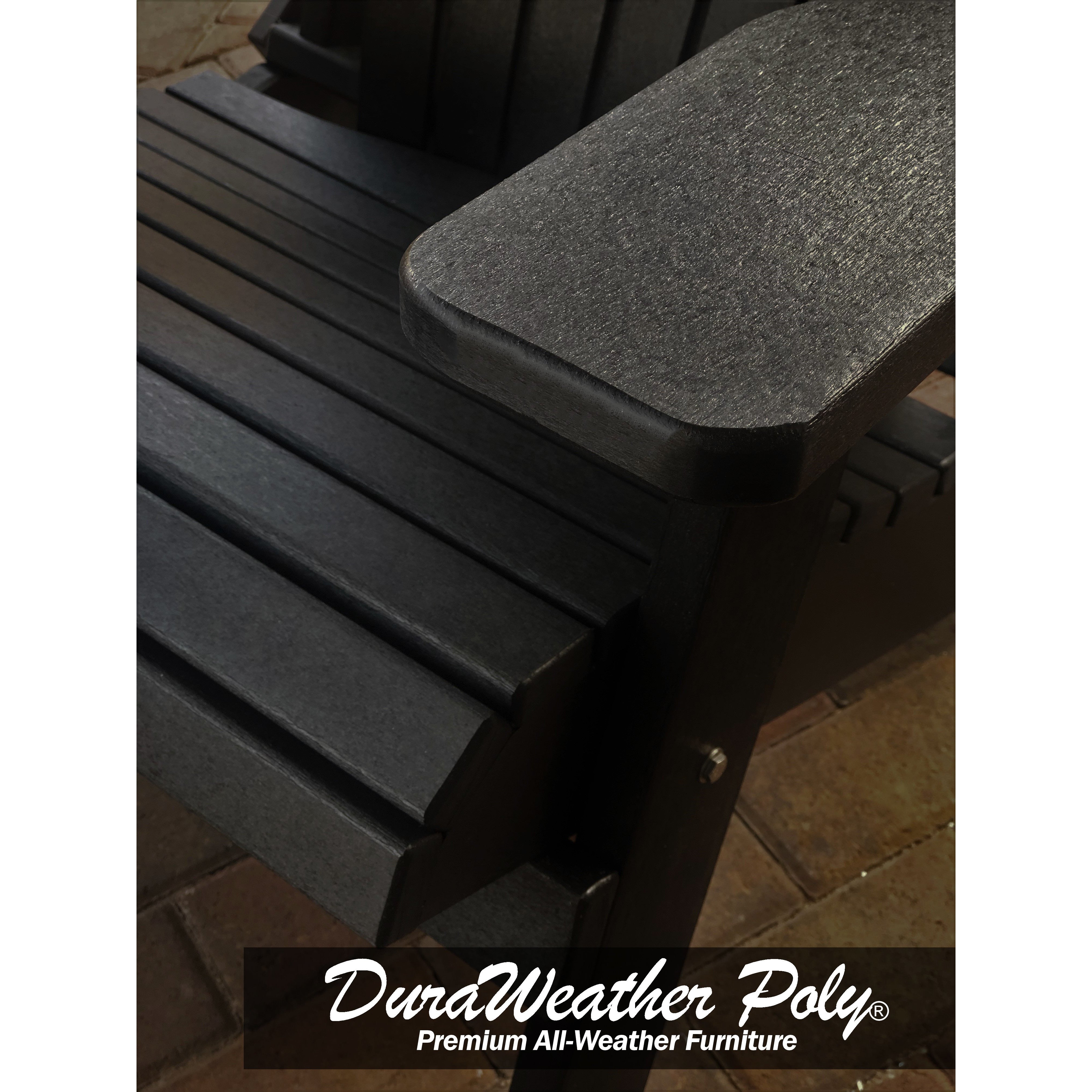 DuraWeather Poly® King Size Folding Adirondack Chair - (Obsidian Black)