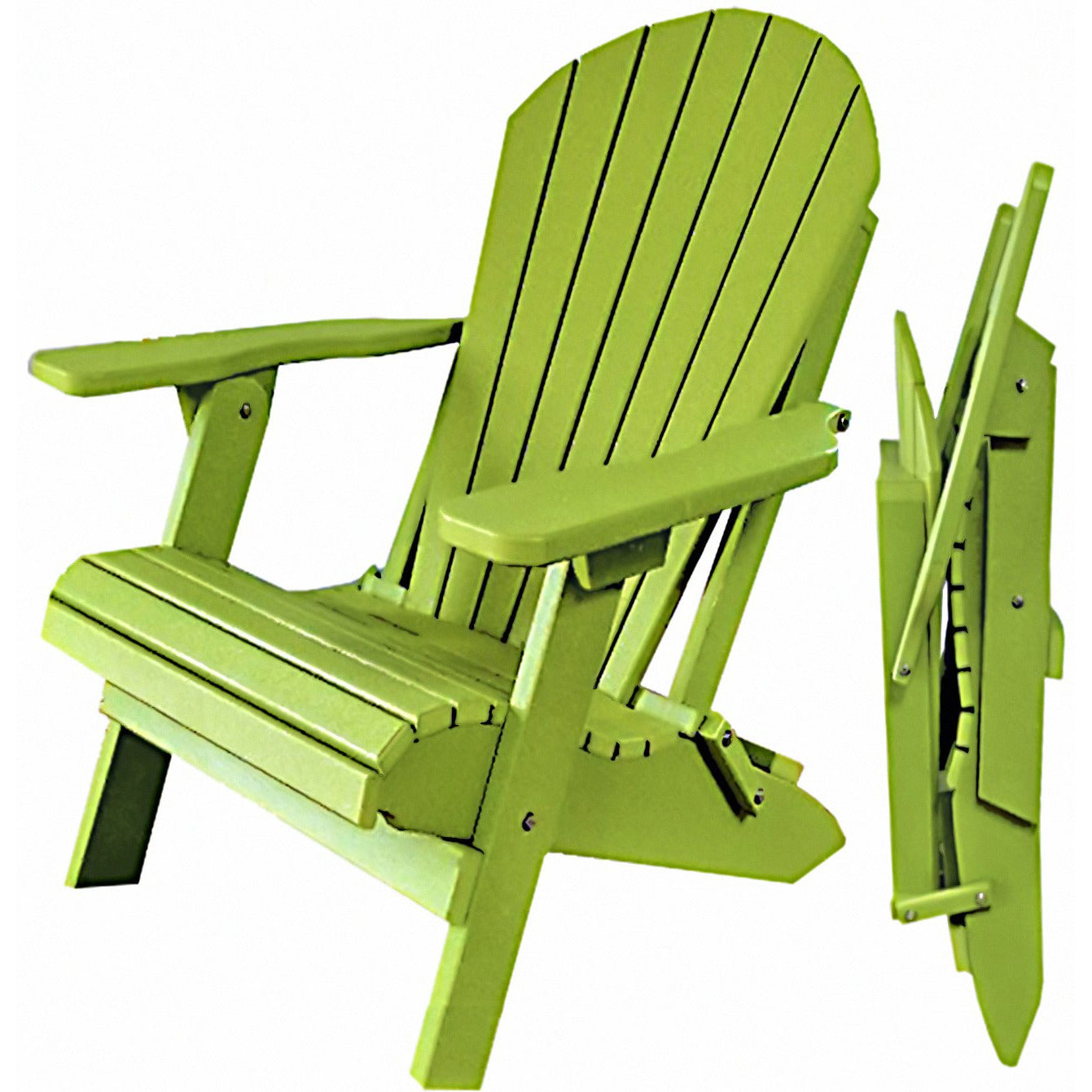 Set of 4 Folding Adirondack Chairs King Size - 4 Folding Ottomans and 2 Folding Side Tables