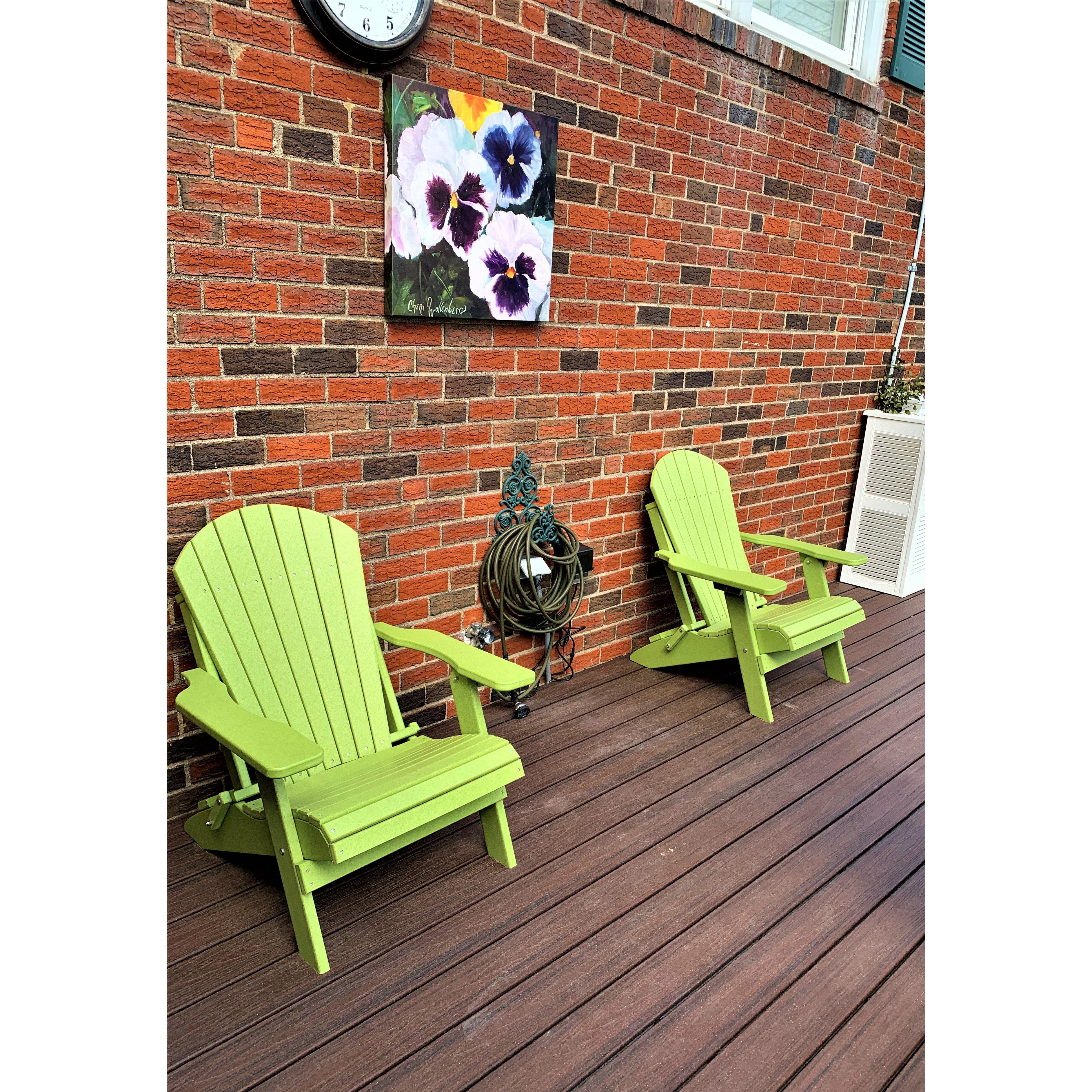 Set of 2 Folding Adirondack Chairs King Size + 1 Folding Side Table With Removable Tray