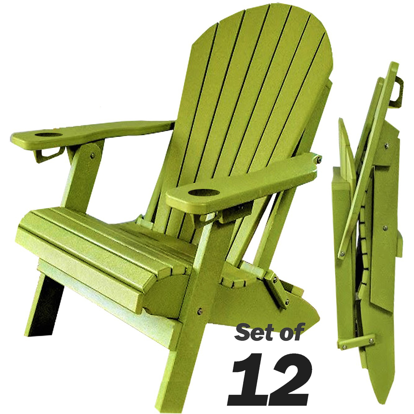green polywood folding adirondack chair